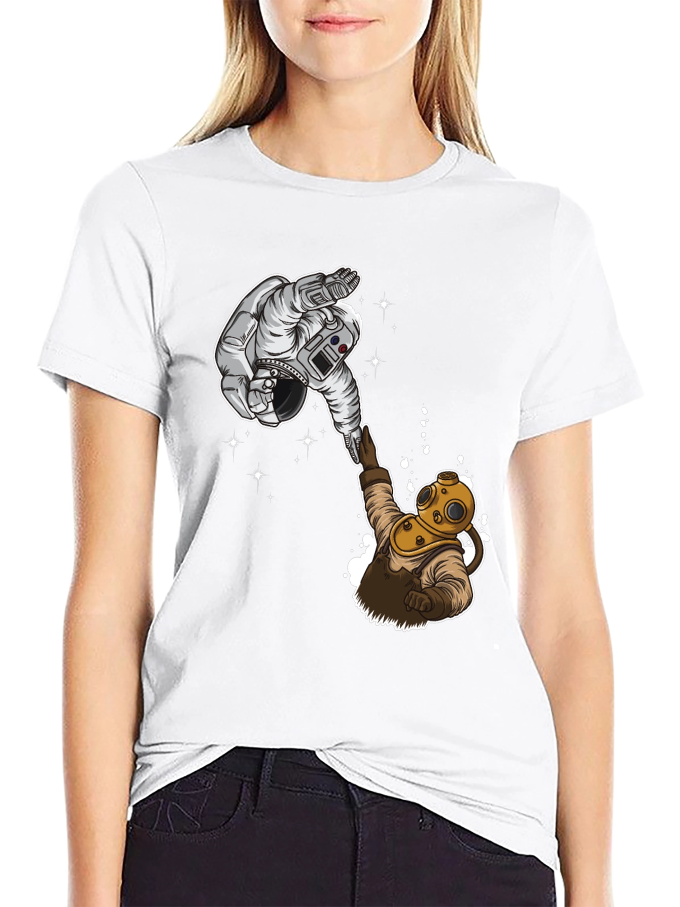 Black Astronaut & Diver T-Shirt - Space & Ocean United view 9