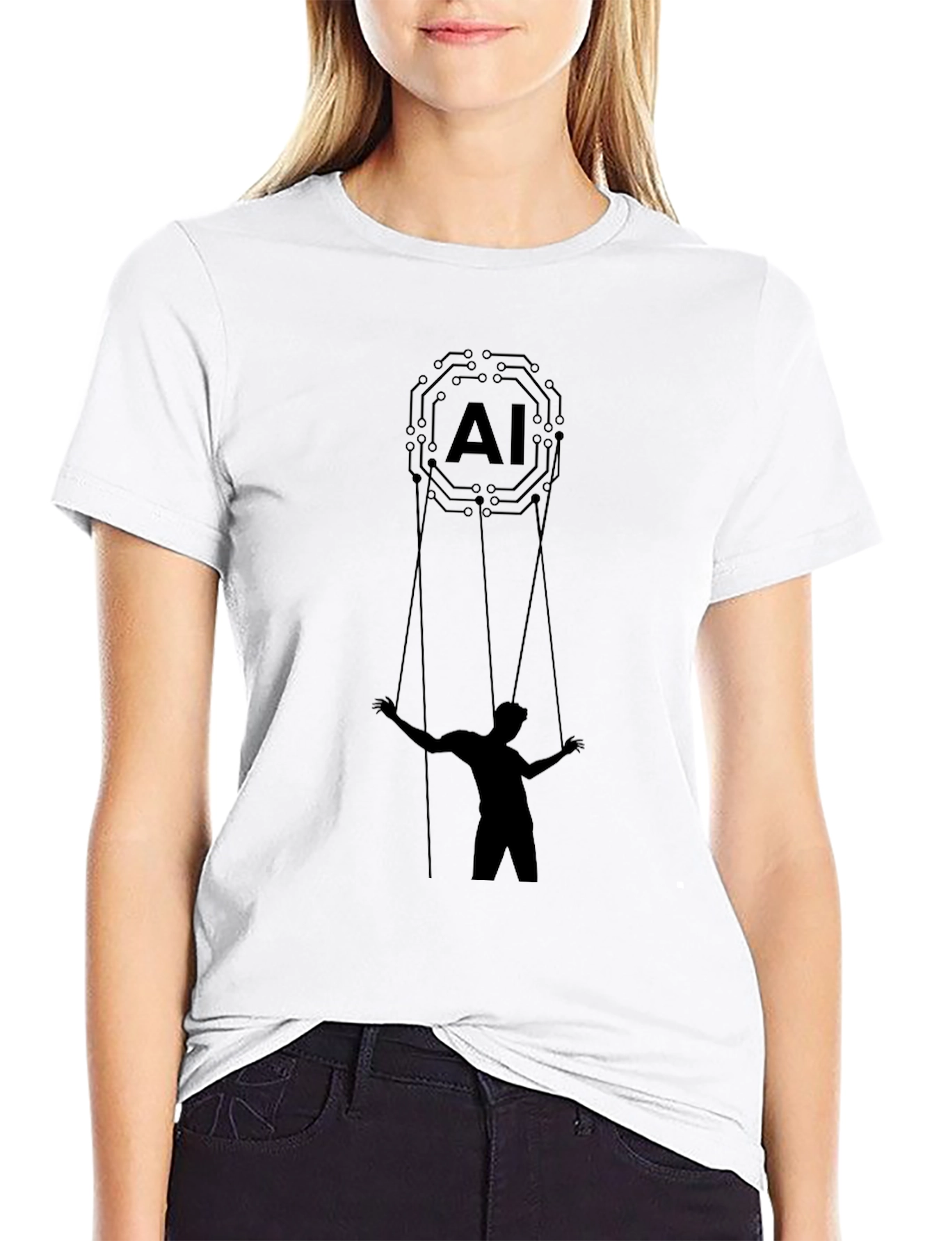 Black AI Puppet Master T-Shirt - Black Graphic Tee view 9