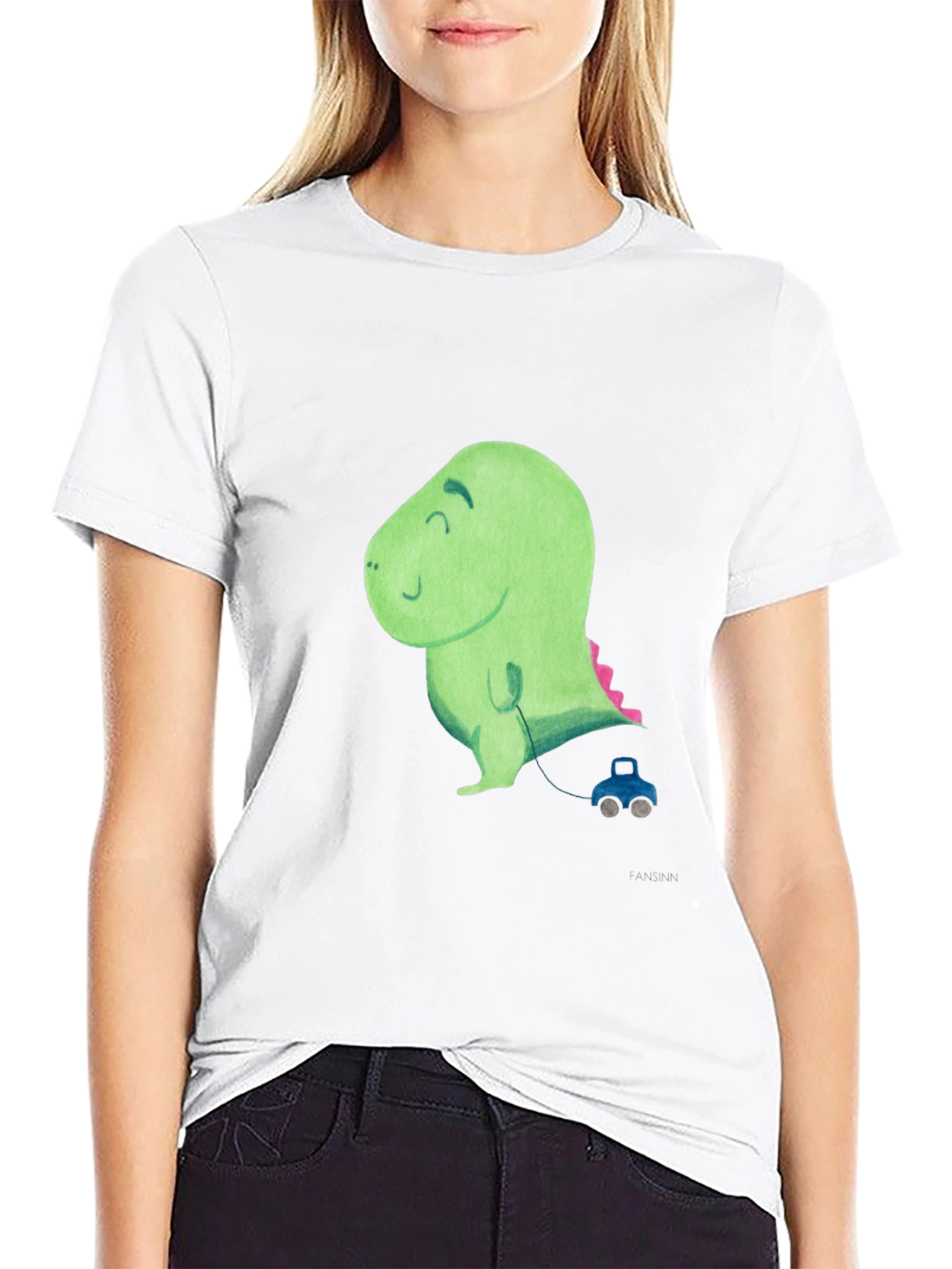 Black Cute Dinosaur Toy Car T-Shirt view 9