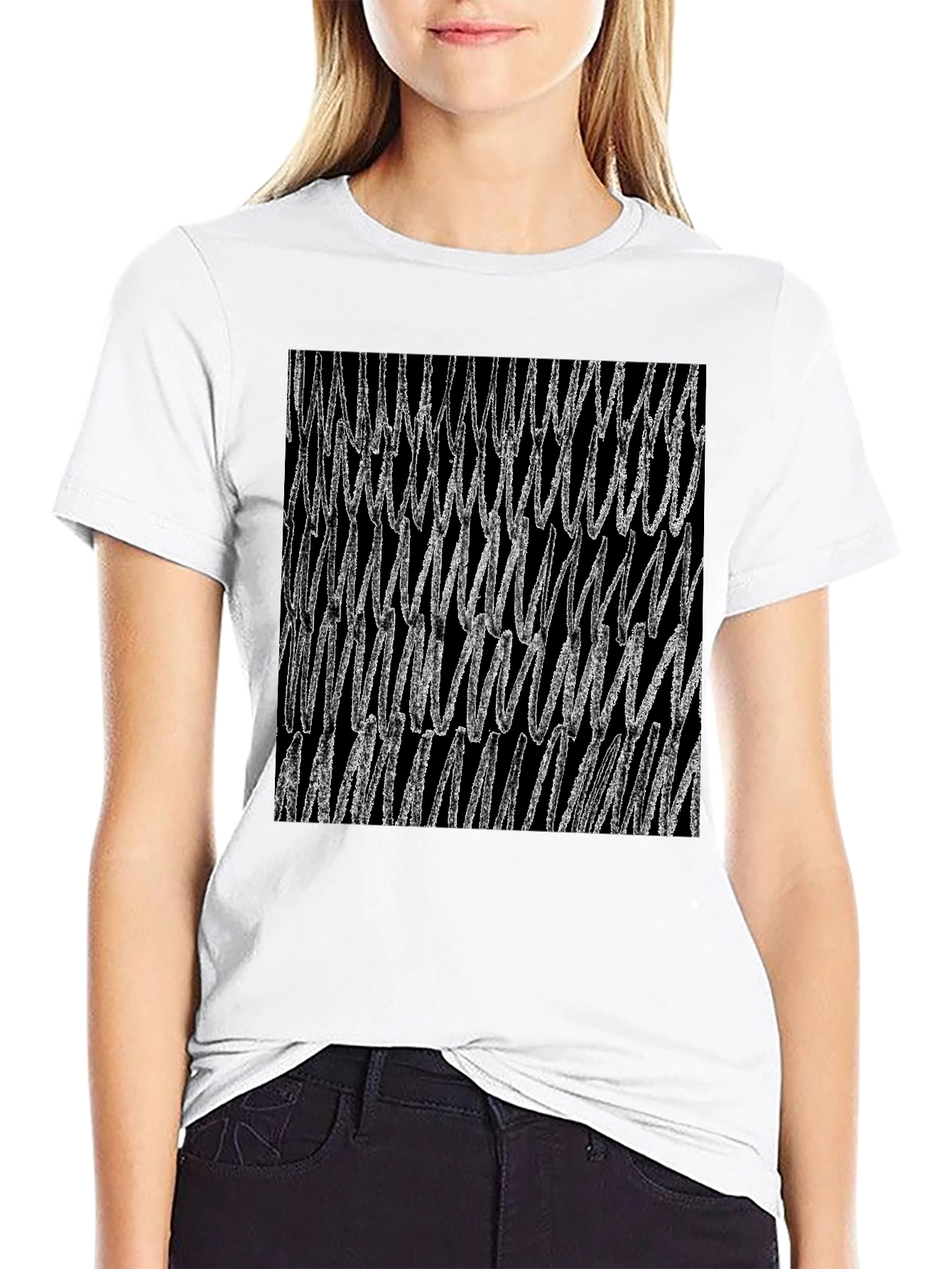 Black Abstract Scribble Graphic Black T-Shirt view 9