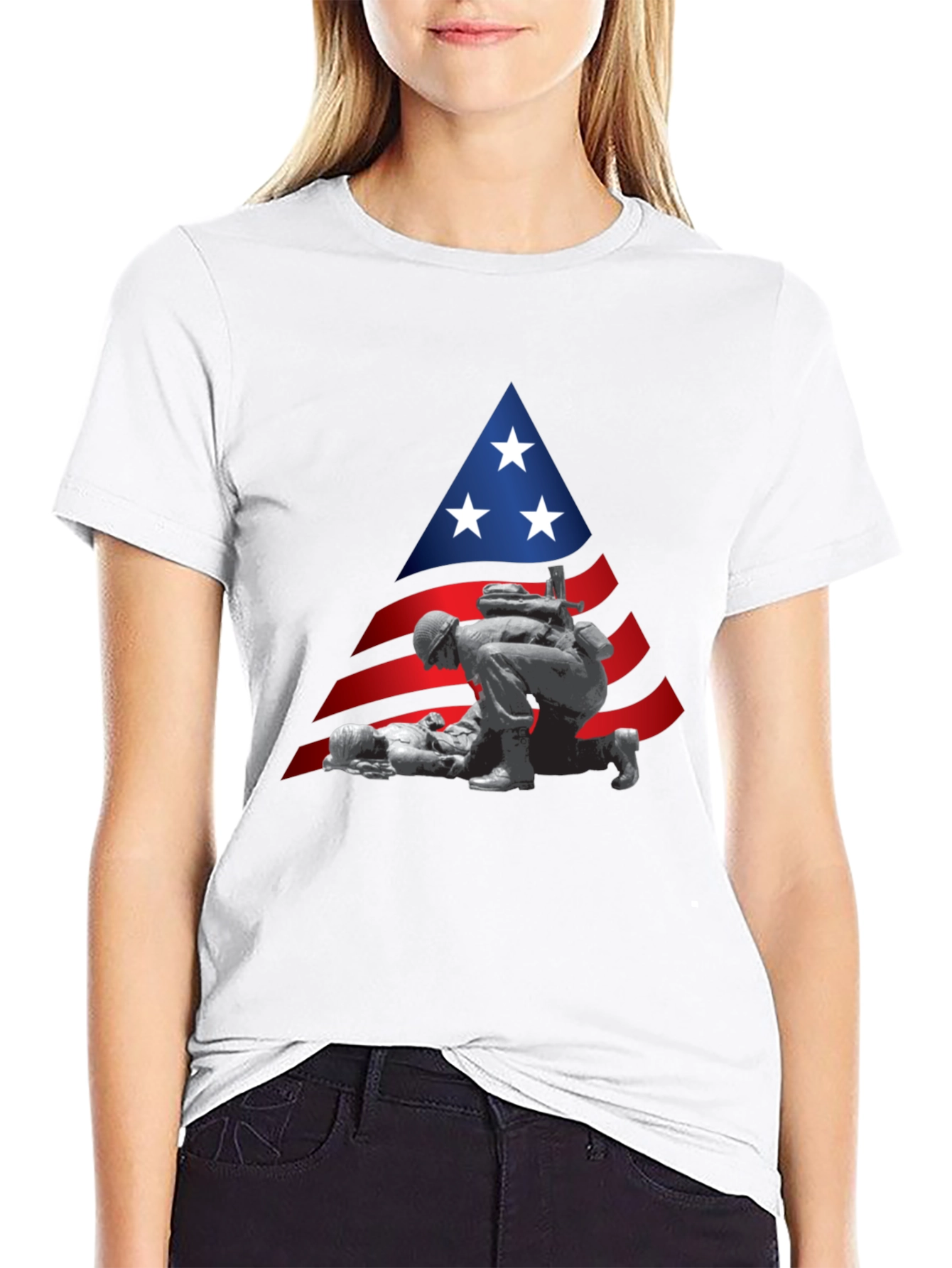 Black Patriotic Soldier T-Shirt - Support Our Troops! view 9