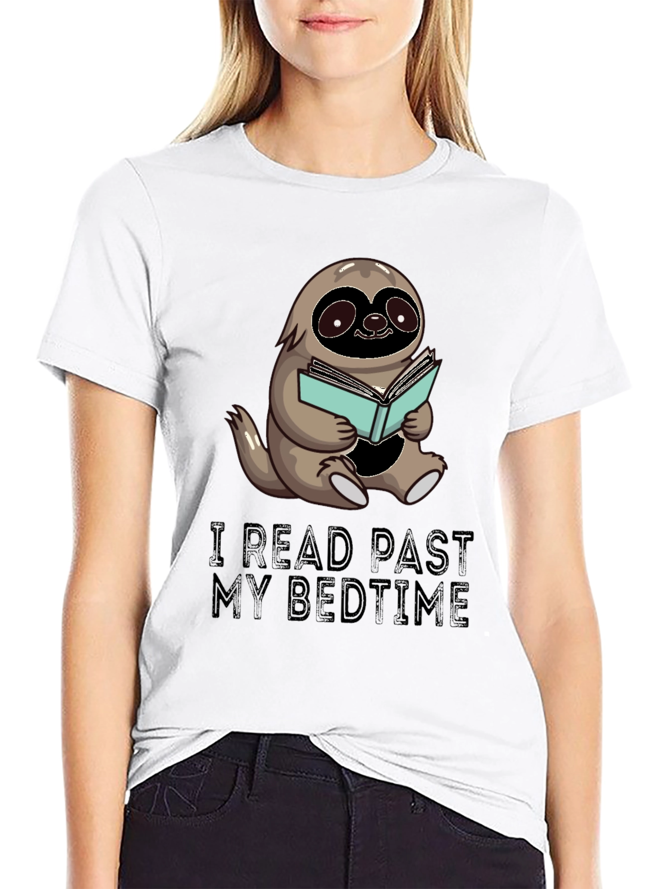 Black Sloth Reading T-Shirt - I Read Past My Bedtime view 9