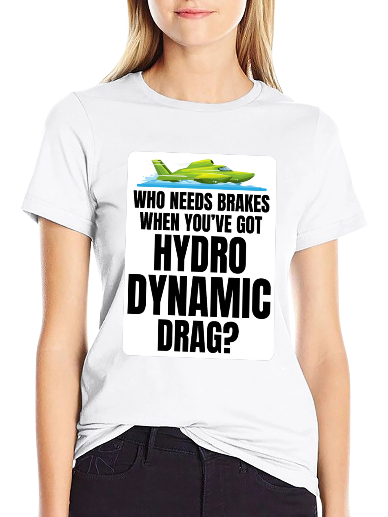 Black Hydro Dynamic Drag T-Shirt - Funny Boating Tee view 9