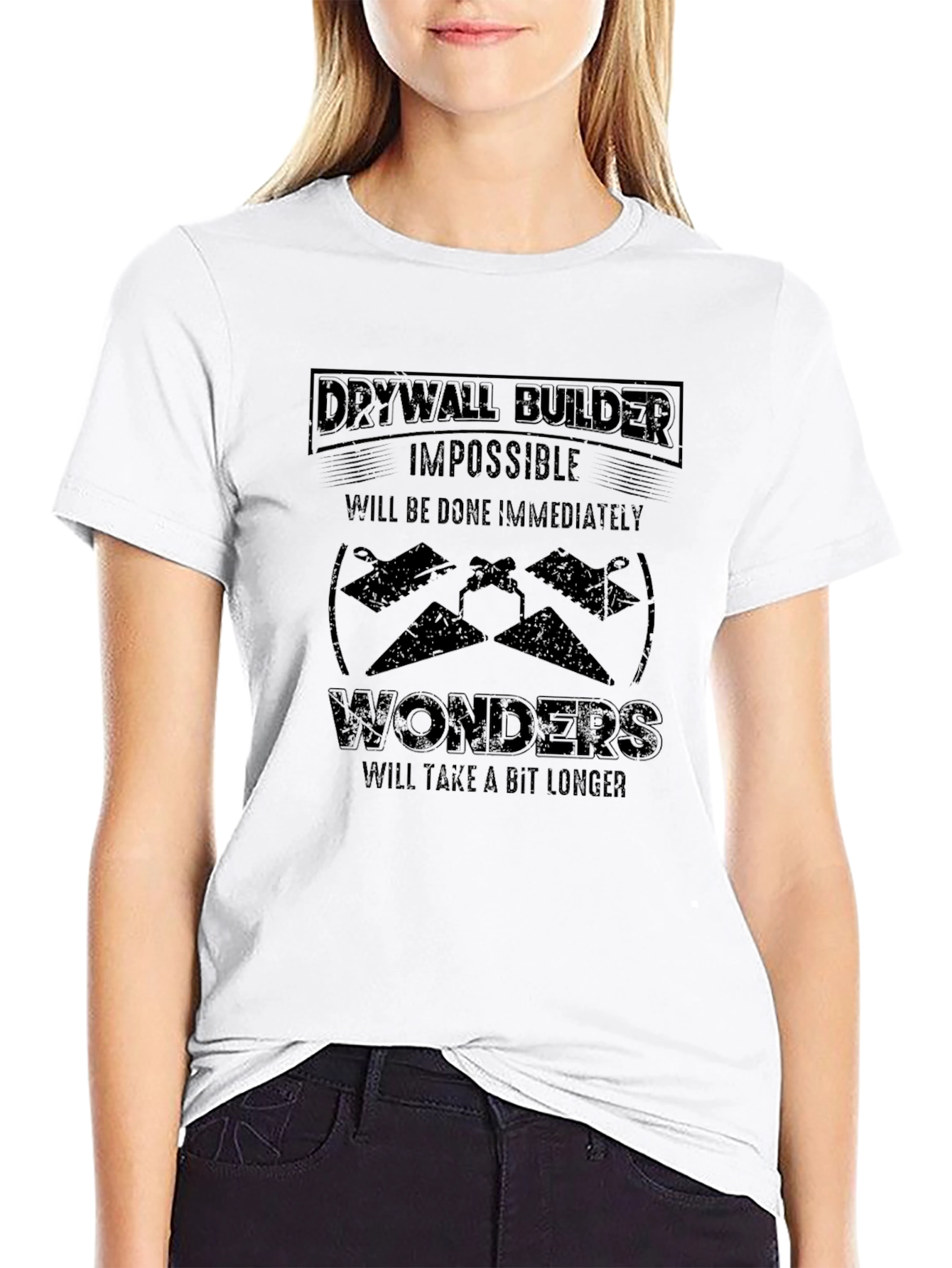 Black Drywall Builder Funny T-Shirt - Impossible Wonders view 9
