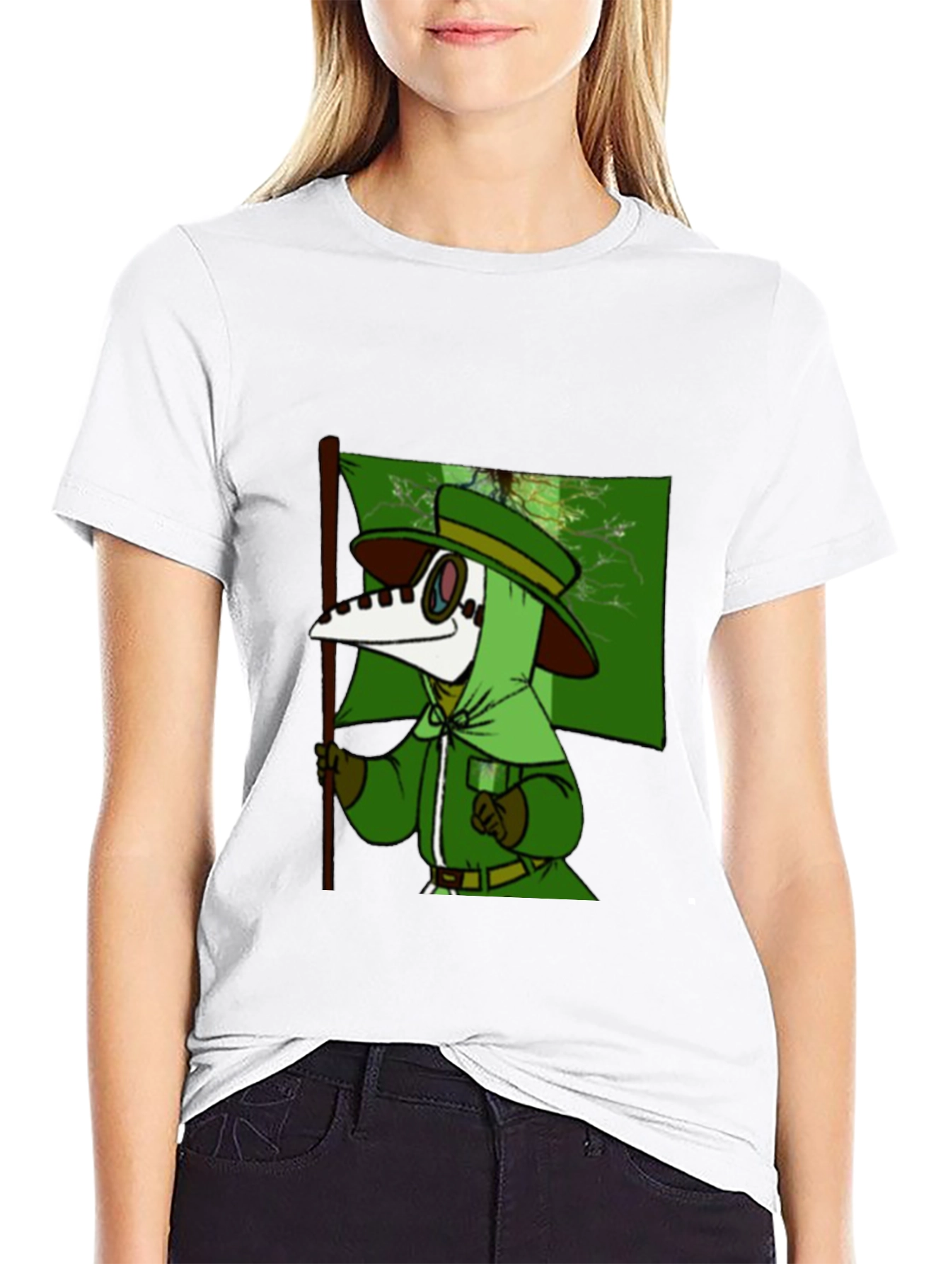 Black Plague Doctor Cartoon T-Shirt - Unique Graphic Tee view 9