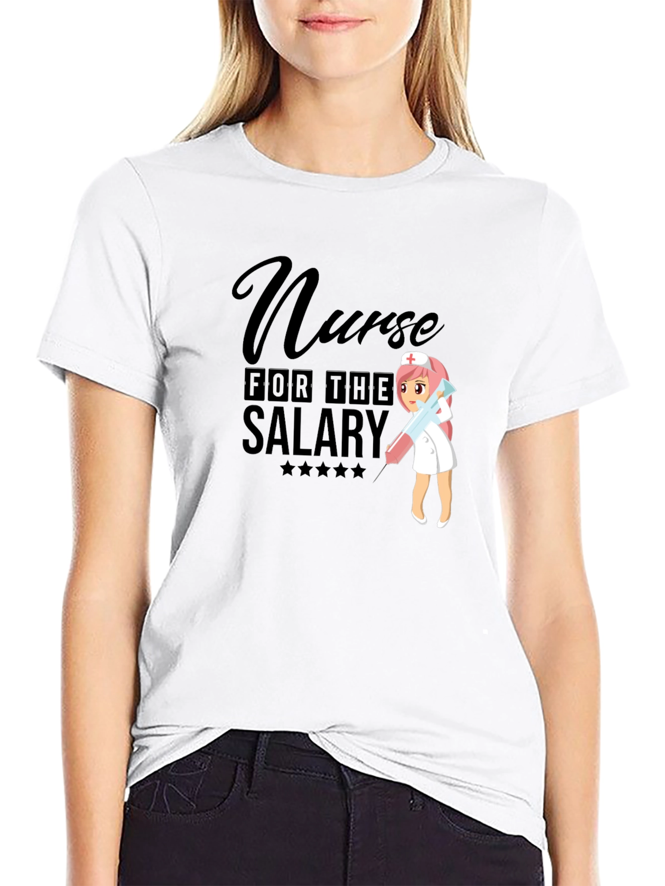 Black Nurse for the Salary Black T-Shirt view 9