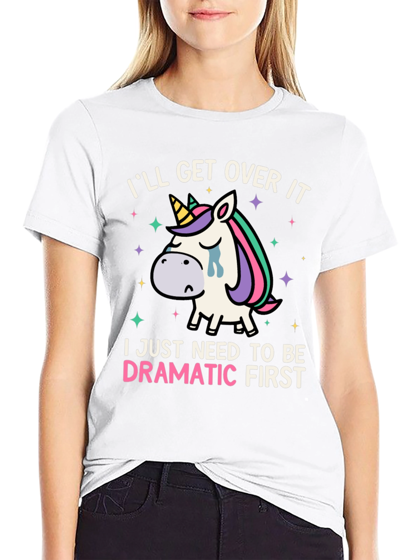 Black Dramatic Unicorn T-Shirt - Funny Graphic Tee view 9