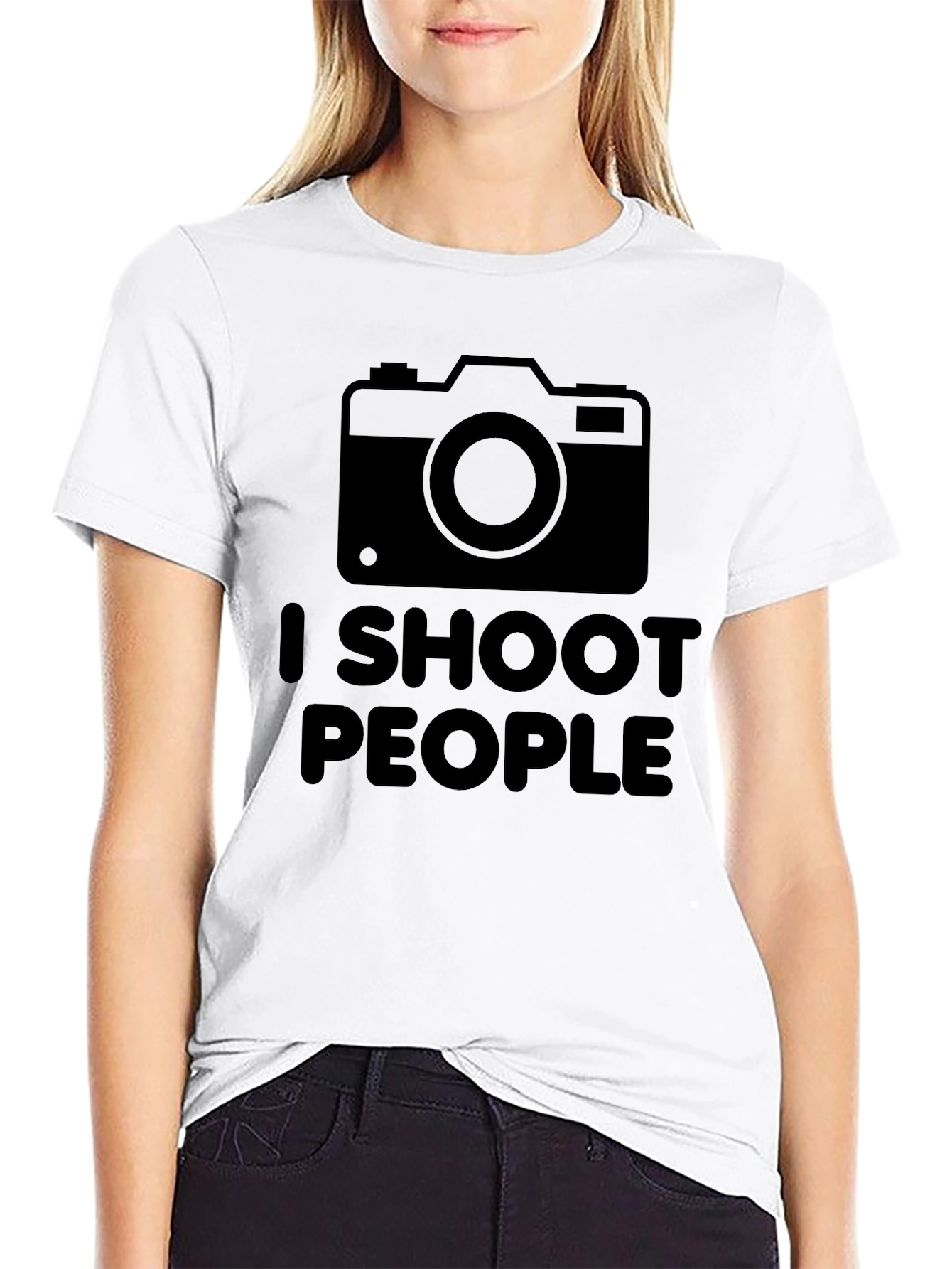 Black I Shoot People Camera T-Shirt - Photographer Tee view 9