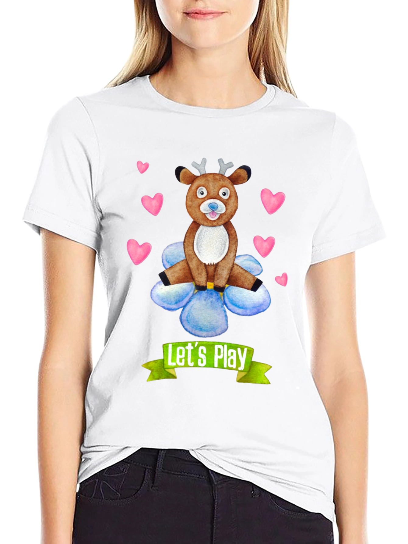 Black Let's Play Reindeer Graphic Tee view 9