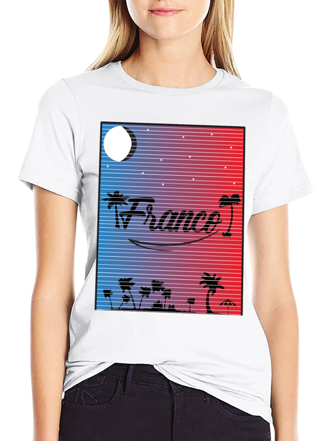 Black France Retro Graphic T-Shirt - Black view 9