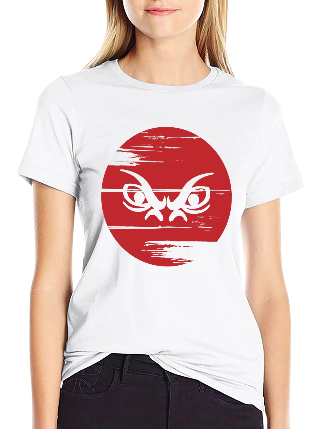 Black Red Angry Face Graphic Black Tee view 9