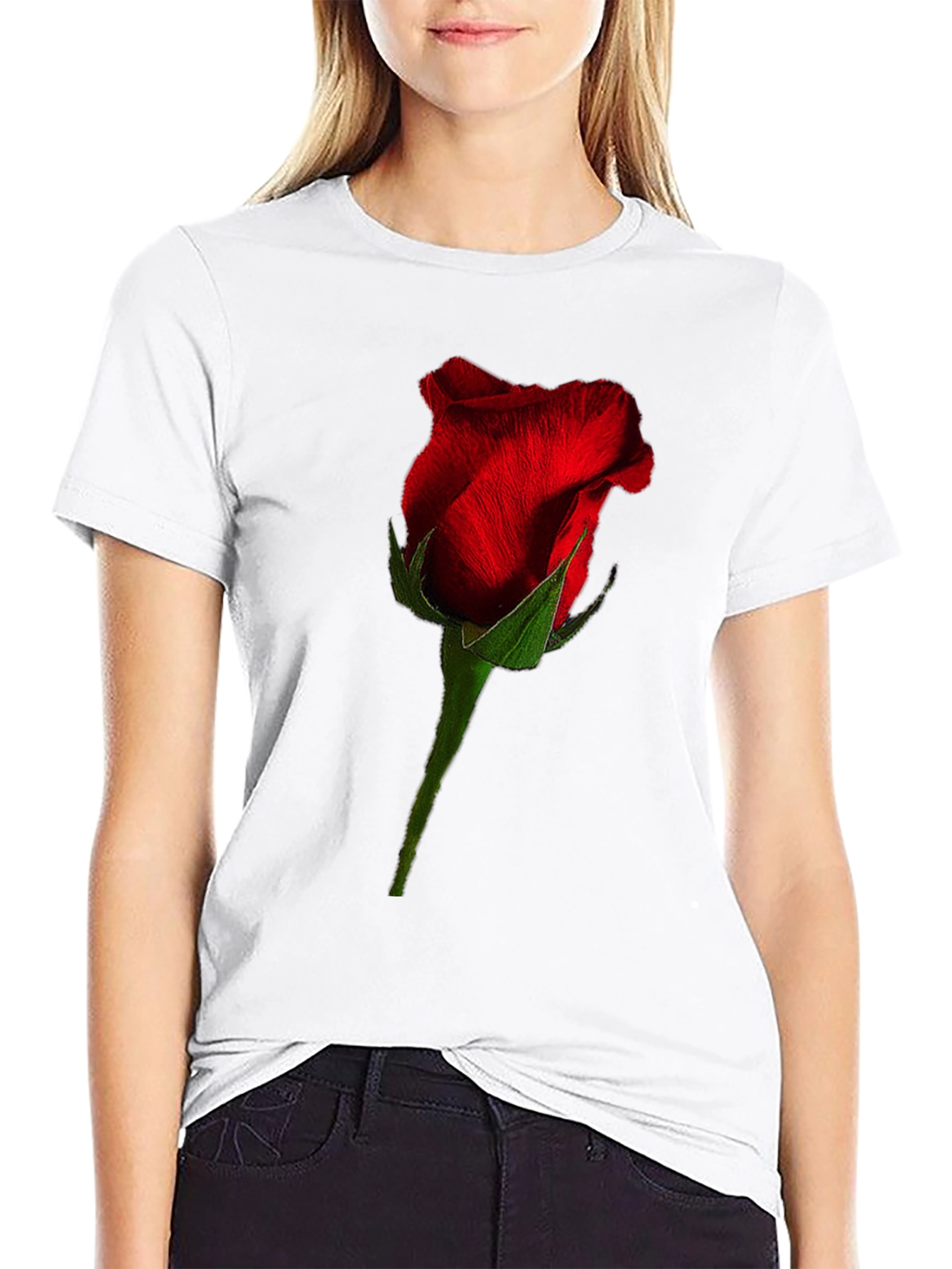 Black Rose Graphic Black T-Shirt - Floral Casual Tee view 9