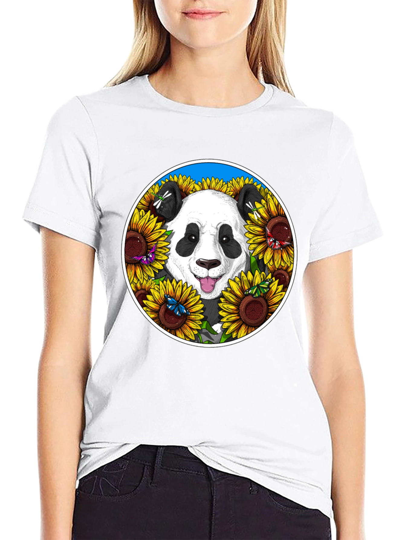 Black Panda Sunflower Graphic Tee view 9
