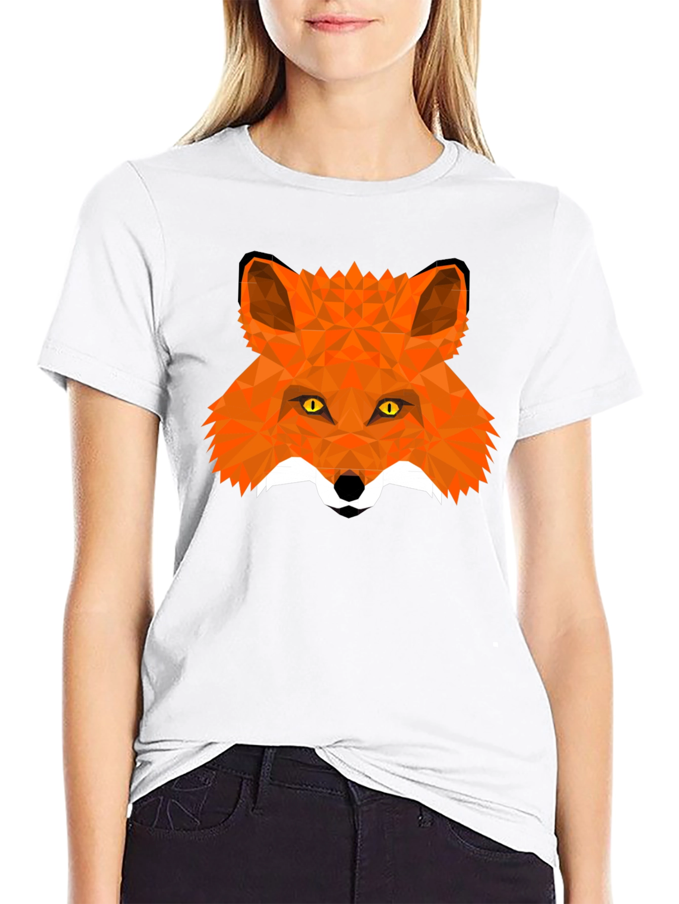 Black Geometric Fox Head T-Shirt view 9