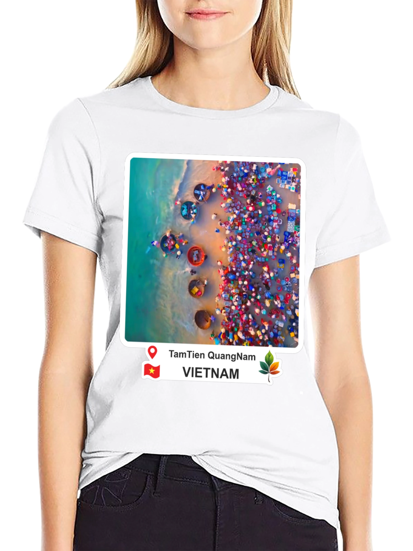 Black Vietnam Coastal Scene Graphic T-Shirt view 9