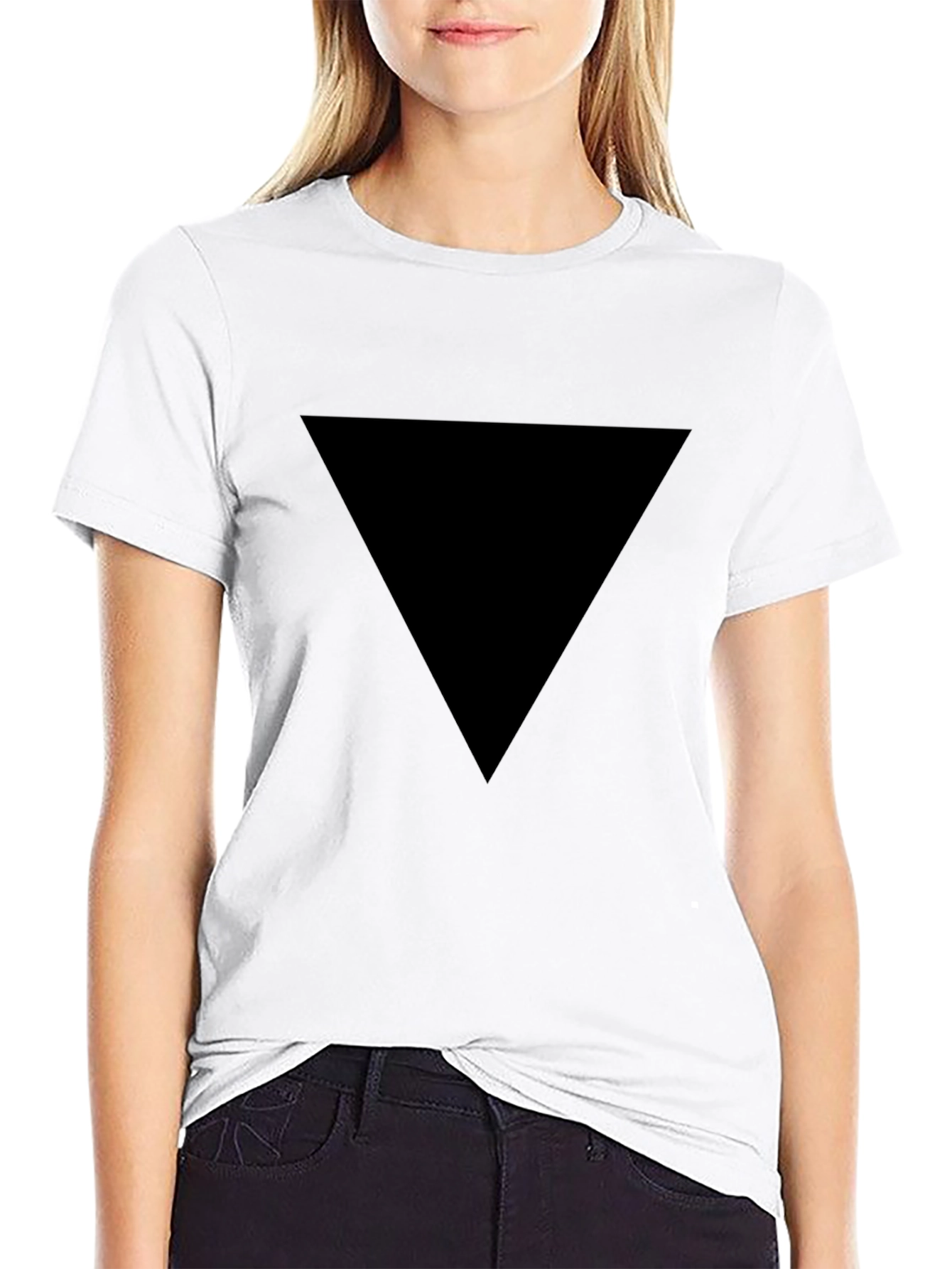 Black Men's Black Triangle Graphic Tee - Modern Casual Shirt view 9