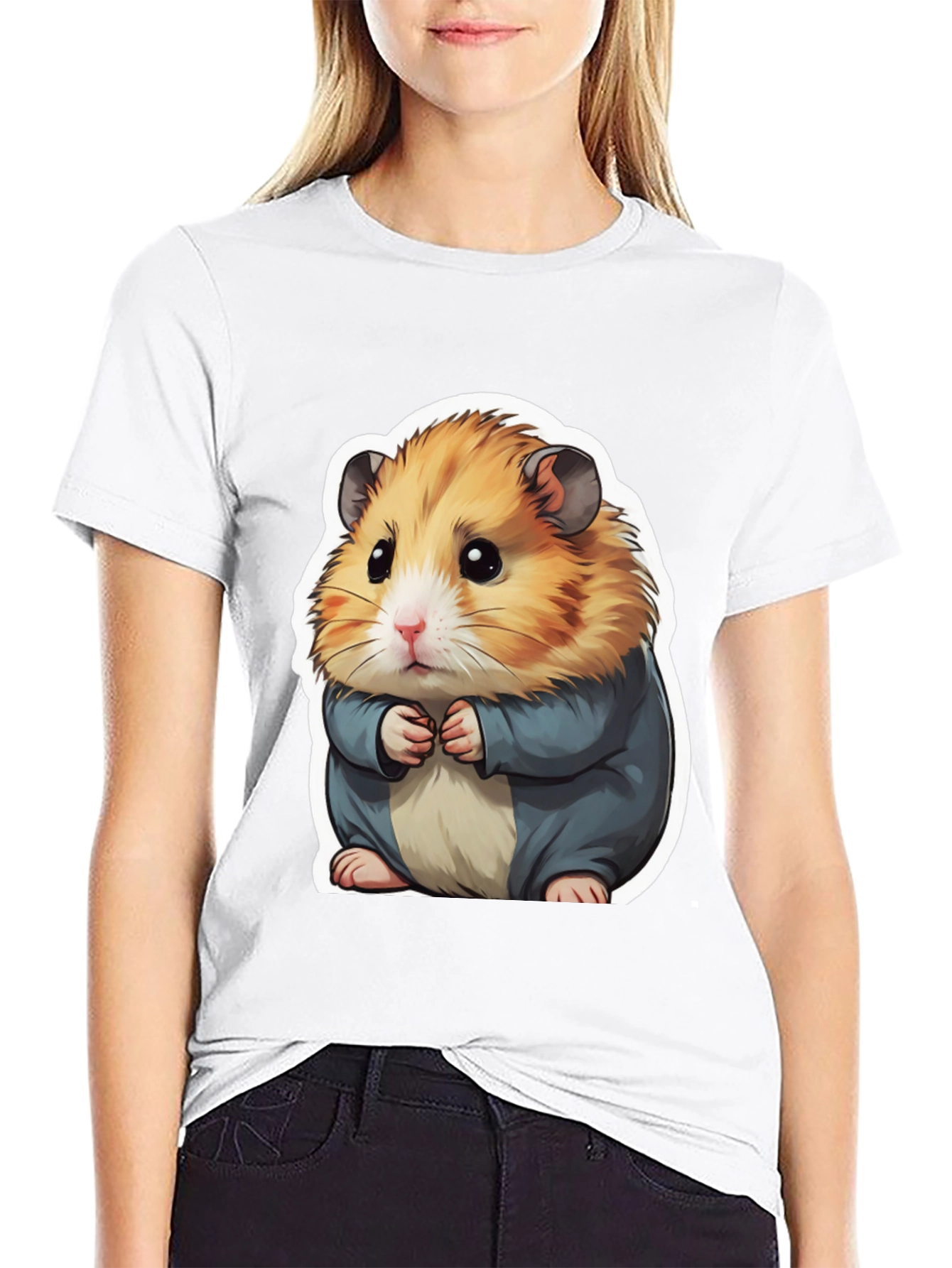 Black Cute Hamster Graphic Tee - Soft & Stylish view 9