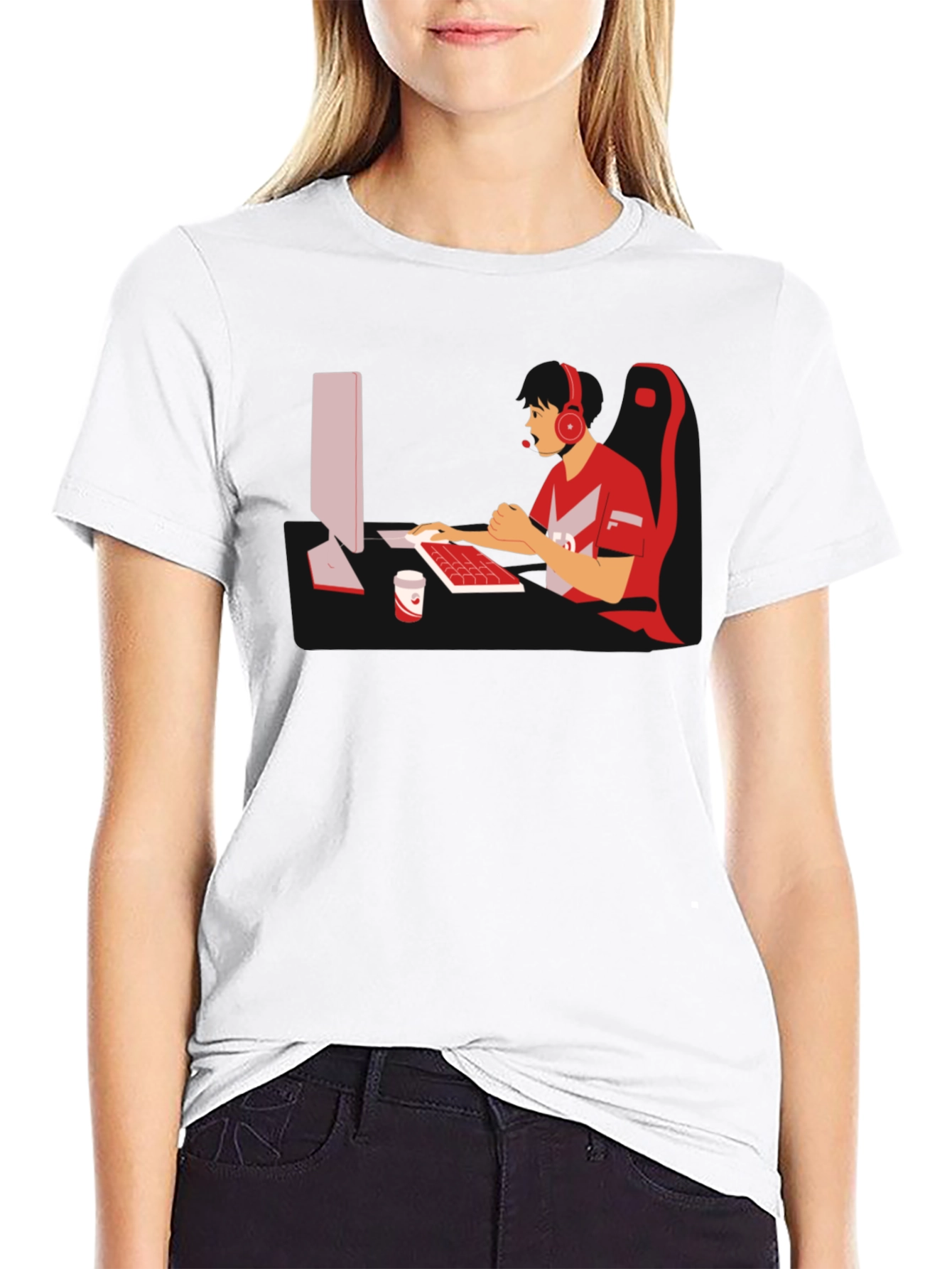 Black Gamer Graphic T-Shirt - Black Cotton Blend view 9