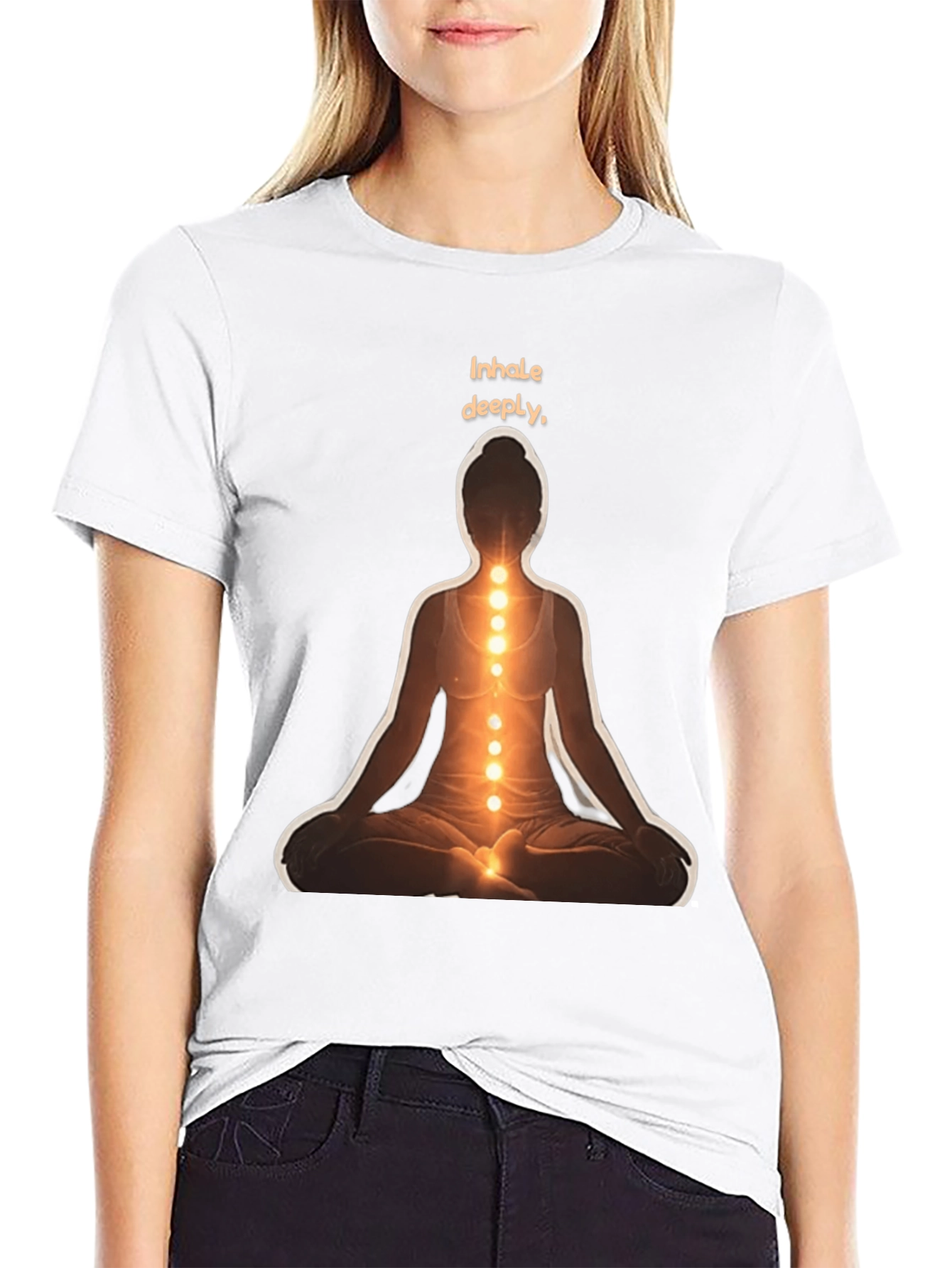 Black Inhale Deeply Meditation T-Shirt view 9
