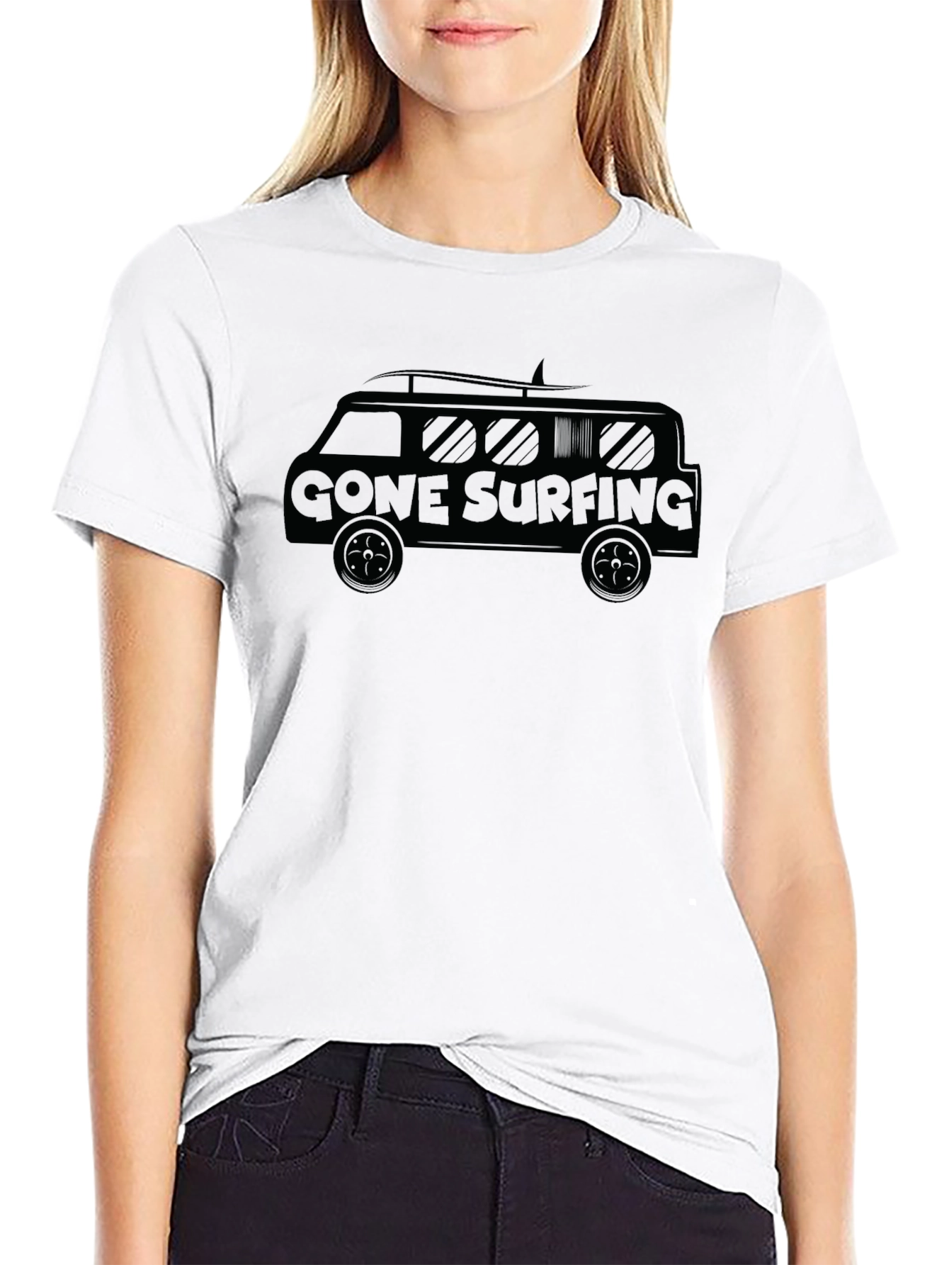 Black Gone Surfing Van Graphic Tee - Black view 9