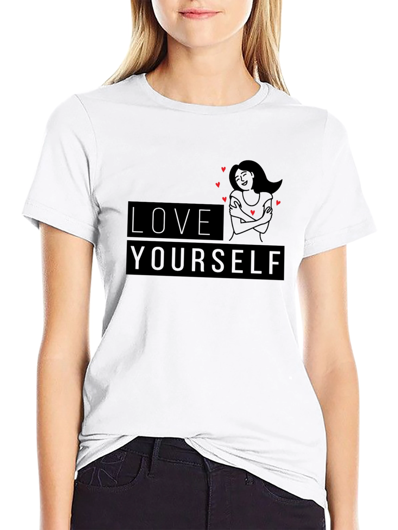 Black Love Yourself Graphic Tee - Black view 9