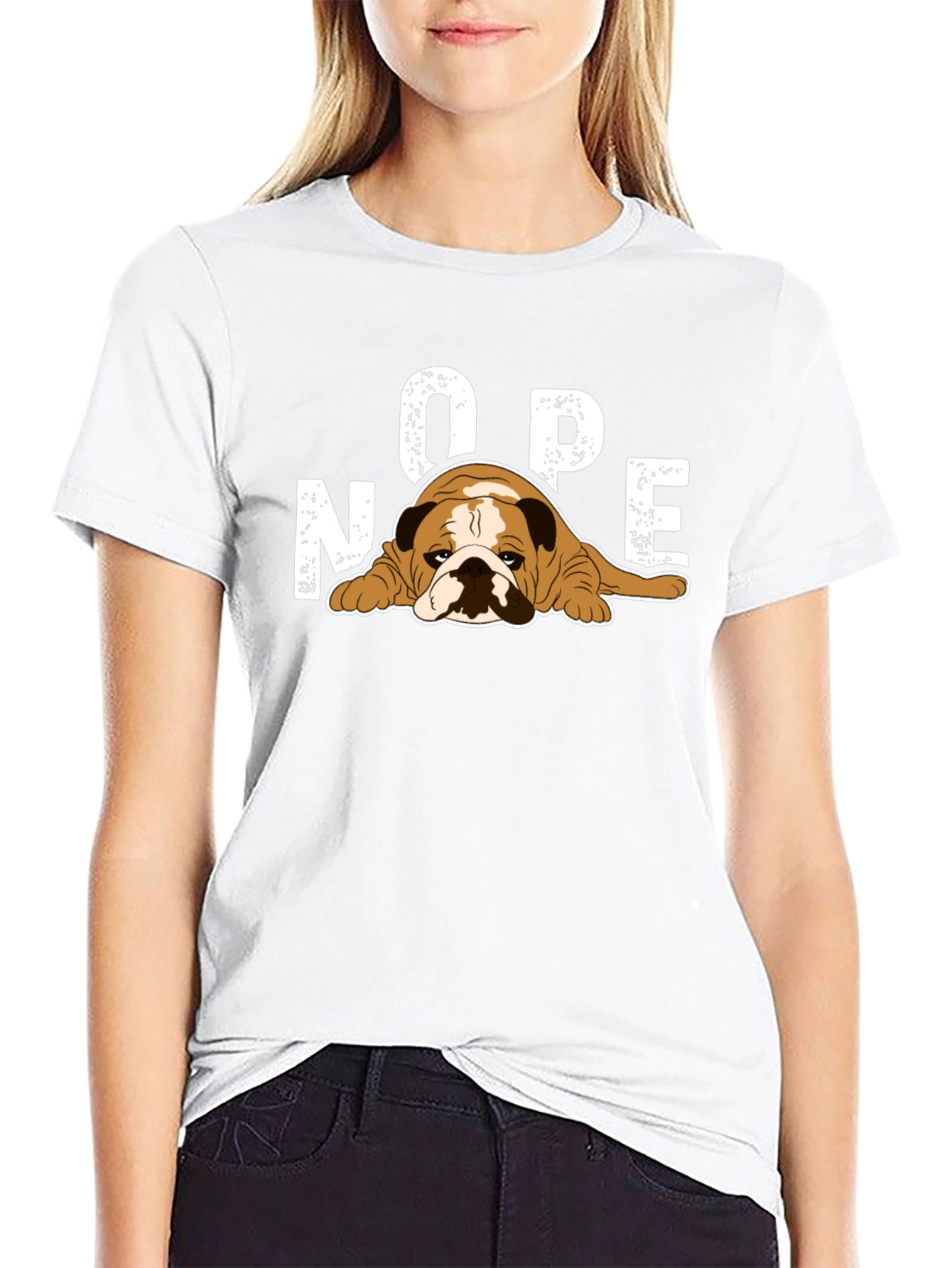 Black Nope Bulldog Graphic T-Shirt view 9