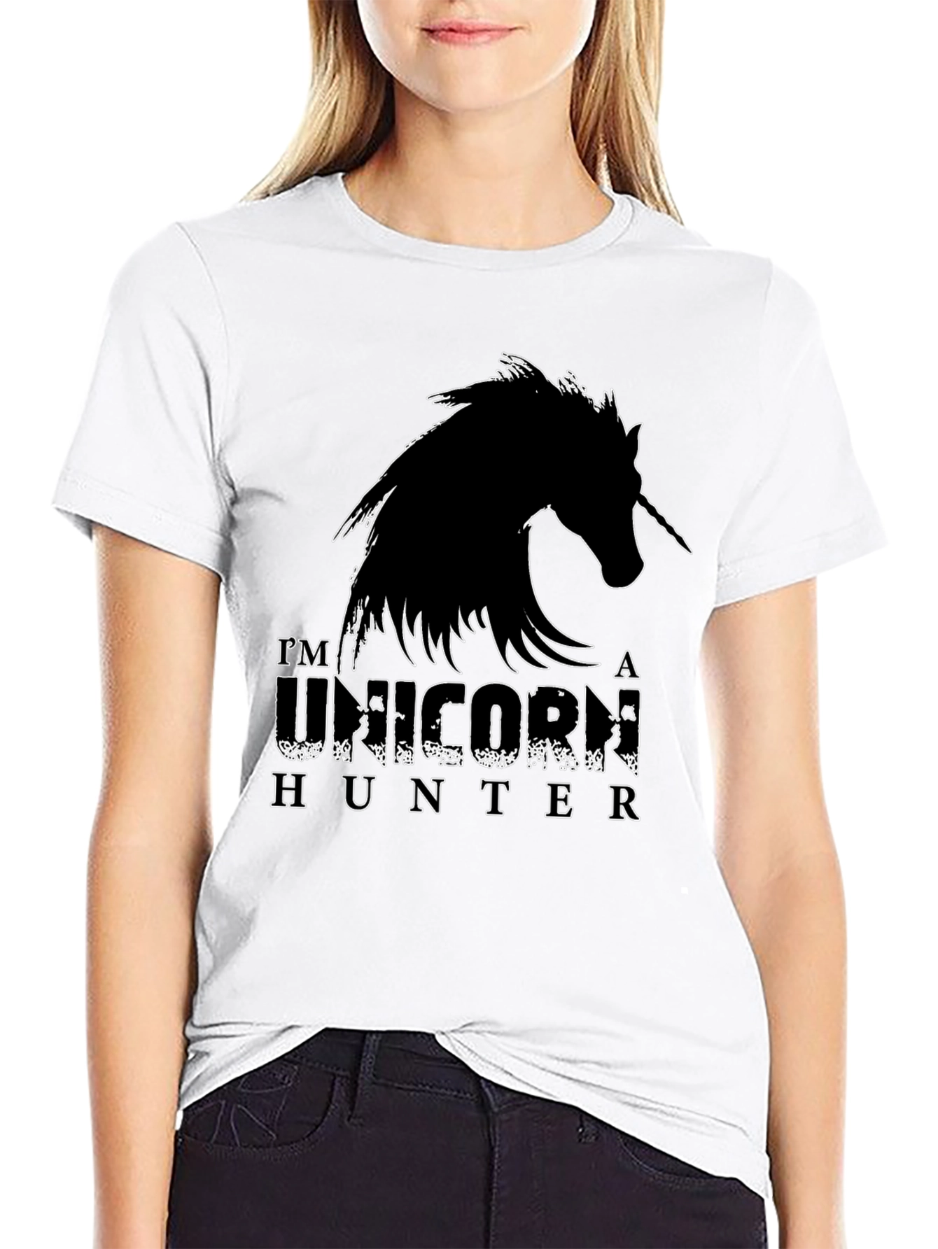 Black Unicorn Hunter Graphic Tee - Black Cotton Shirt view 9
