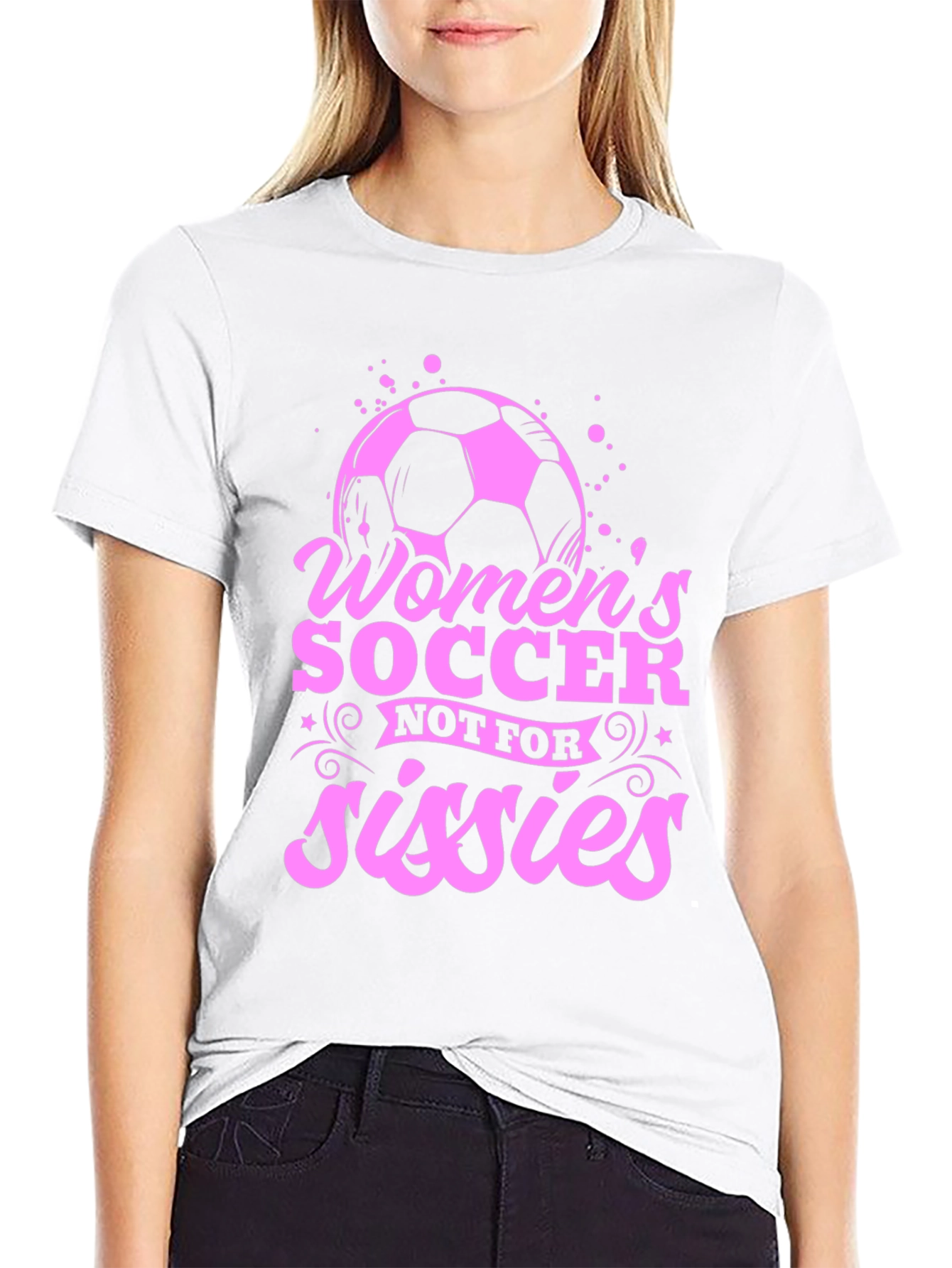 Black Women's Soccer T-Shirt - Not for Sissies - Pink Graphic view 9