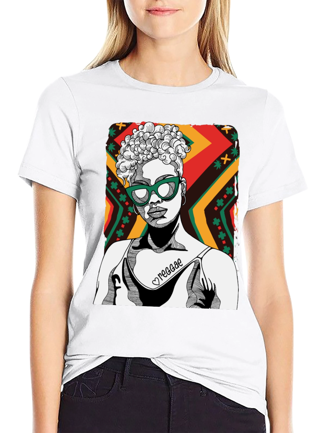 Black Reggae Girl Black Graphic Tee - Cool Unisex Shirt view 9