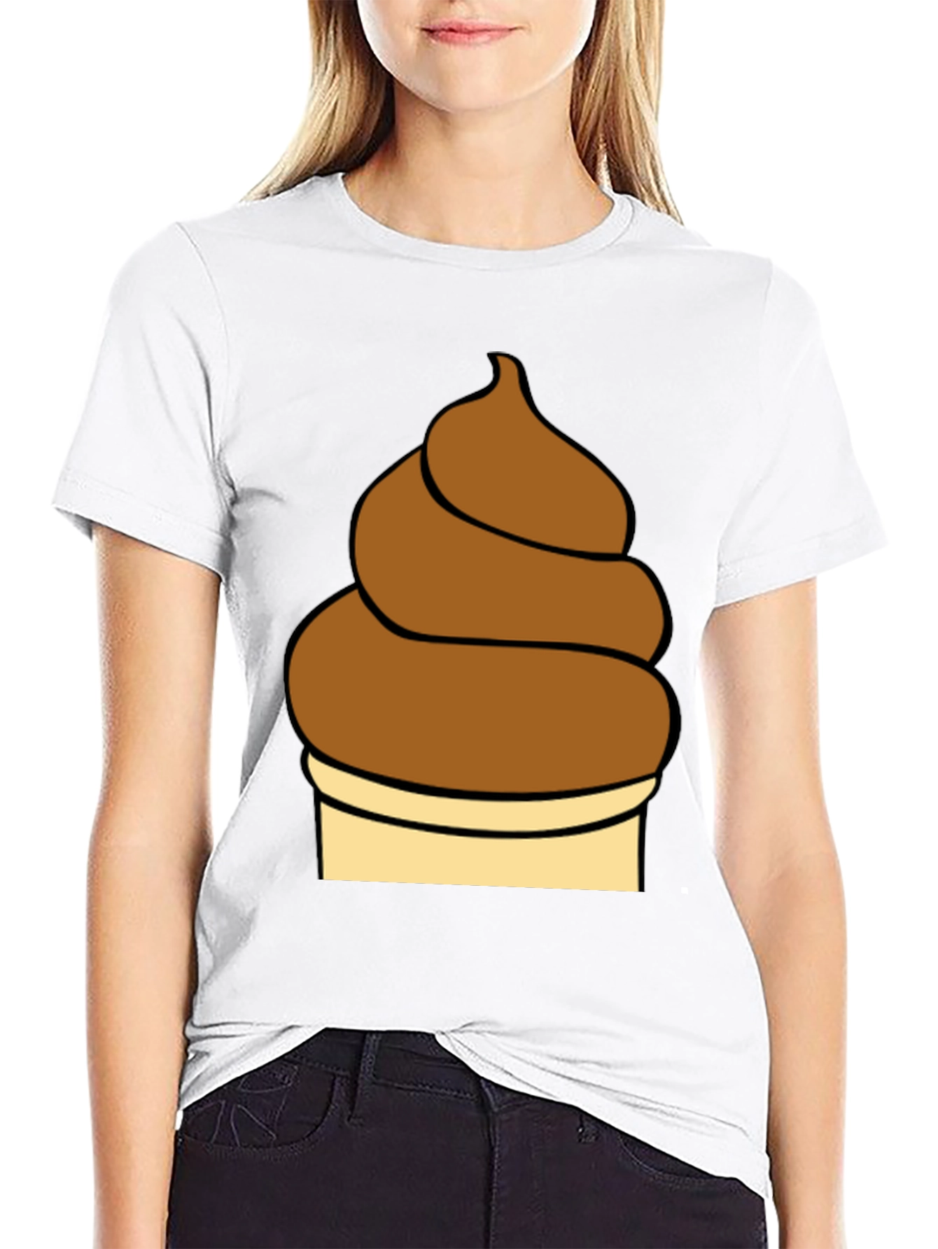 Black Novelty Brown Swirl Graphic Black T-Shirt view 9