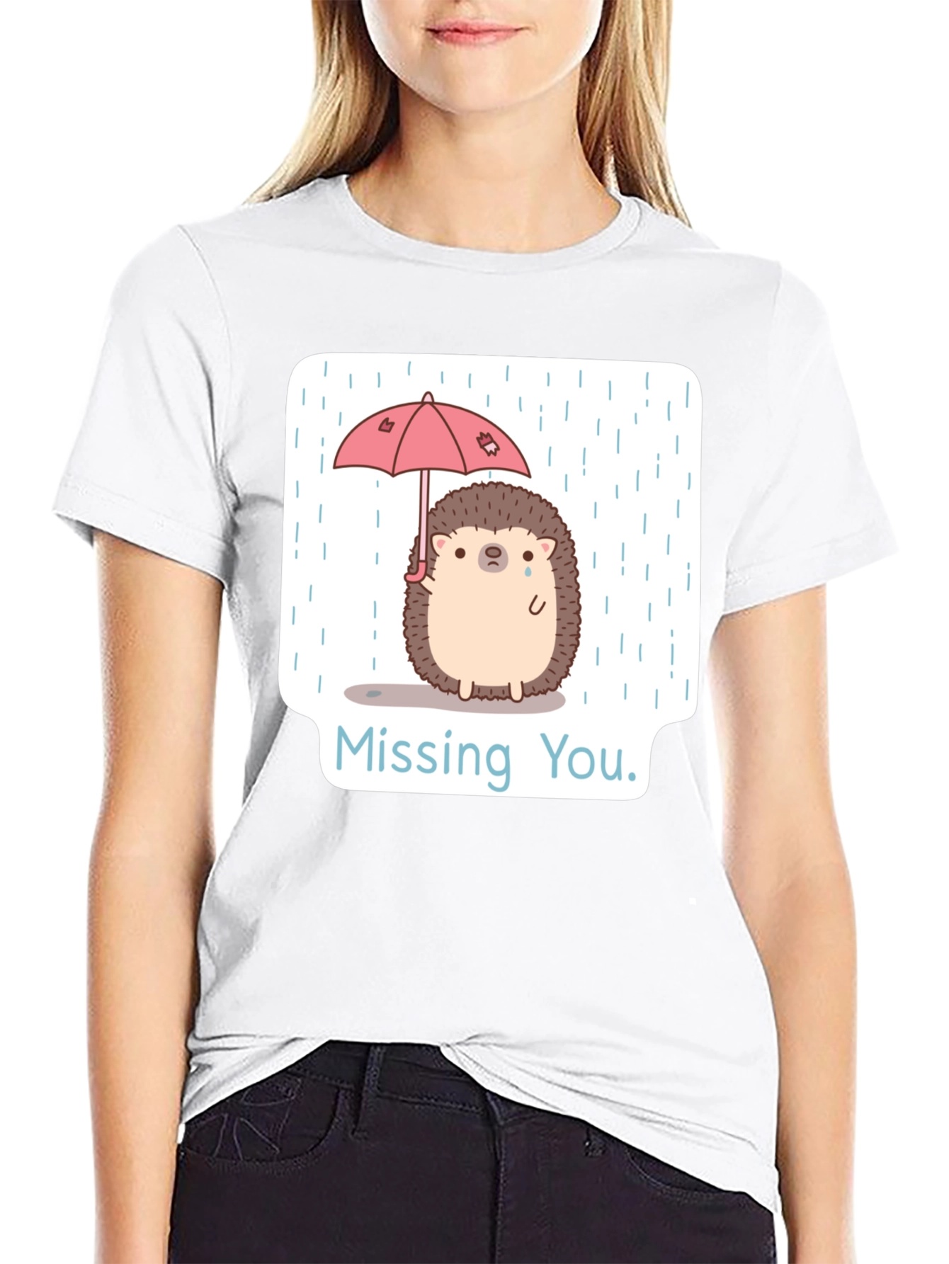Black Missing You Hedgehog T-Shirt view 9