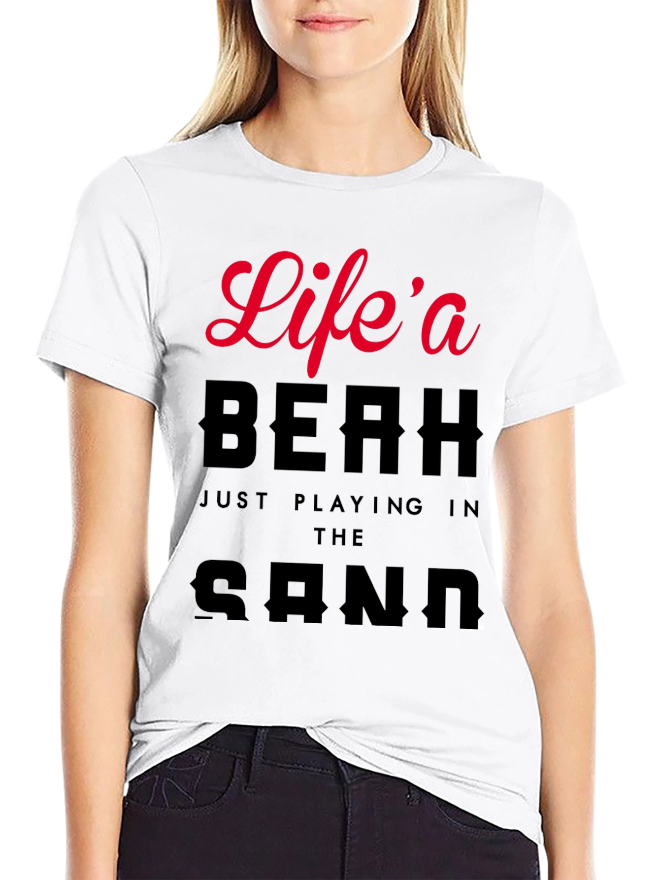 Black Life's a Beach Graphic Men's Black T-Shirt view 9