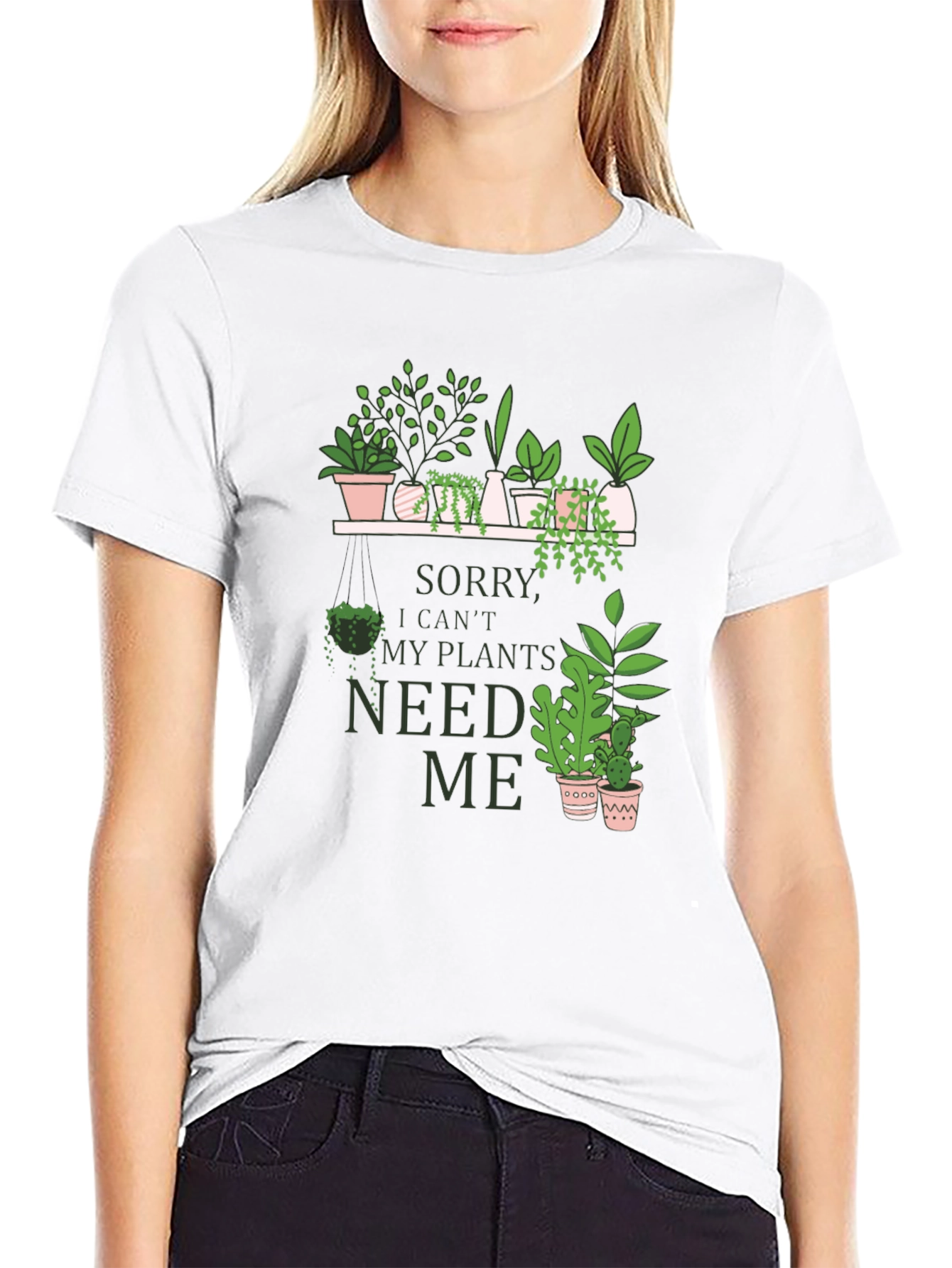 Black Plant Lover Graphic Tee - Sorry, My Plants Need Me view 9