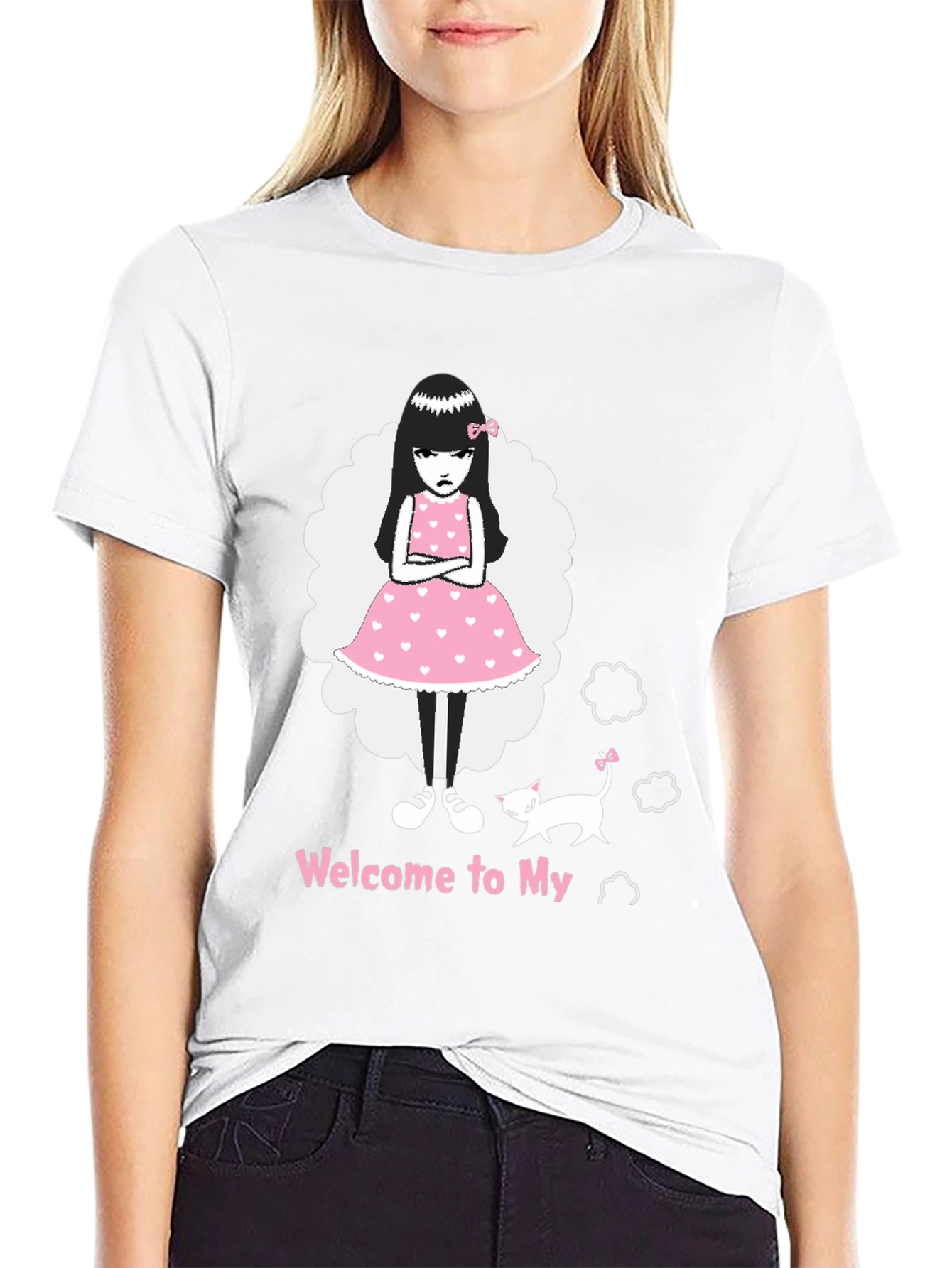 Black Grumpy Girl Black T-Shirt view 9