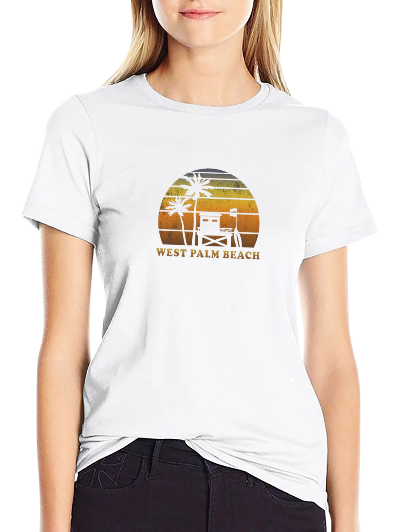 Black West Palm Beach Sunset Graphic T-Shirt view 9