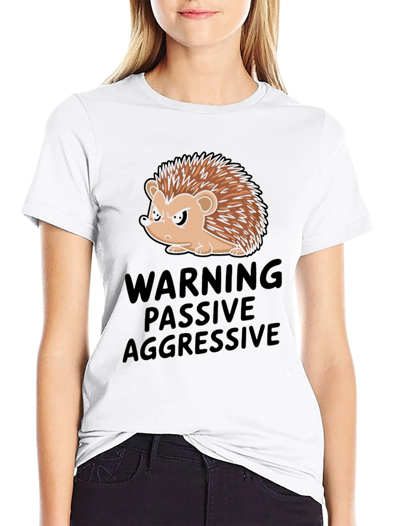 Black Passive Aggressive Hedgehog T-Shirt view 9
