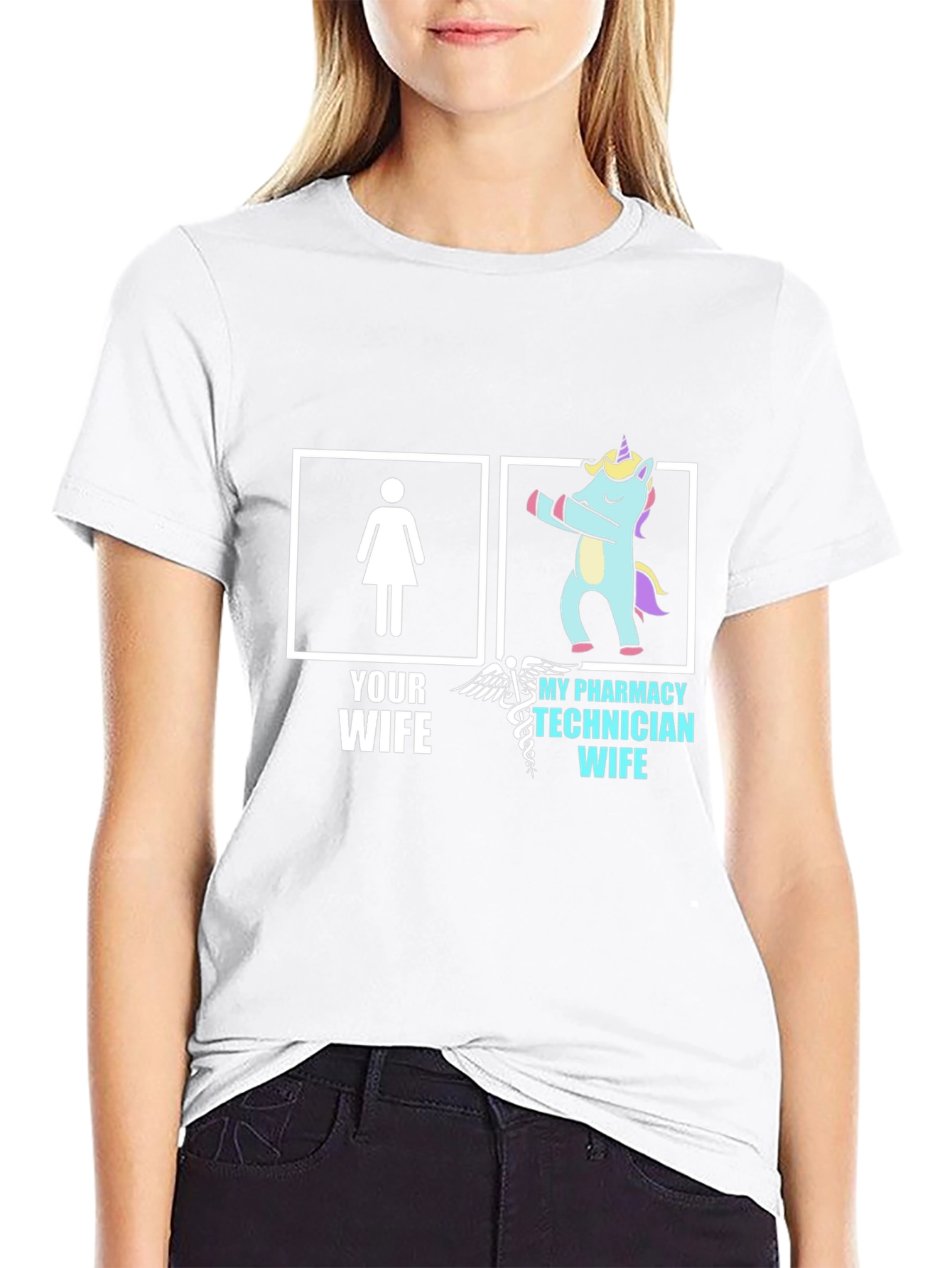 Black Pharmacy Technician Wife T-Shirt - Funny Unicorn Tee view 9