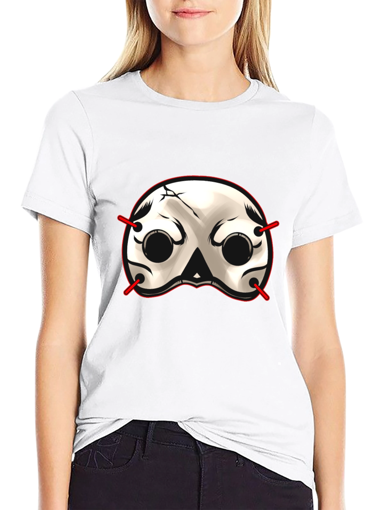 Black Skull Mask Graphic T-Shirt - Black view 9