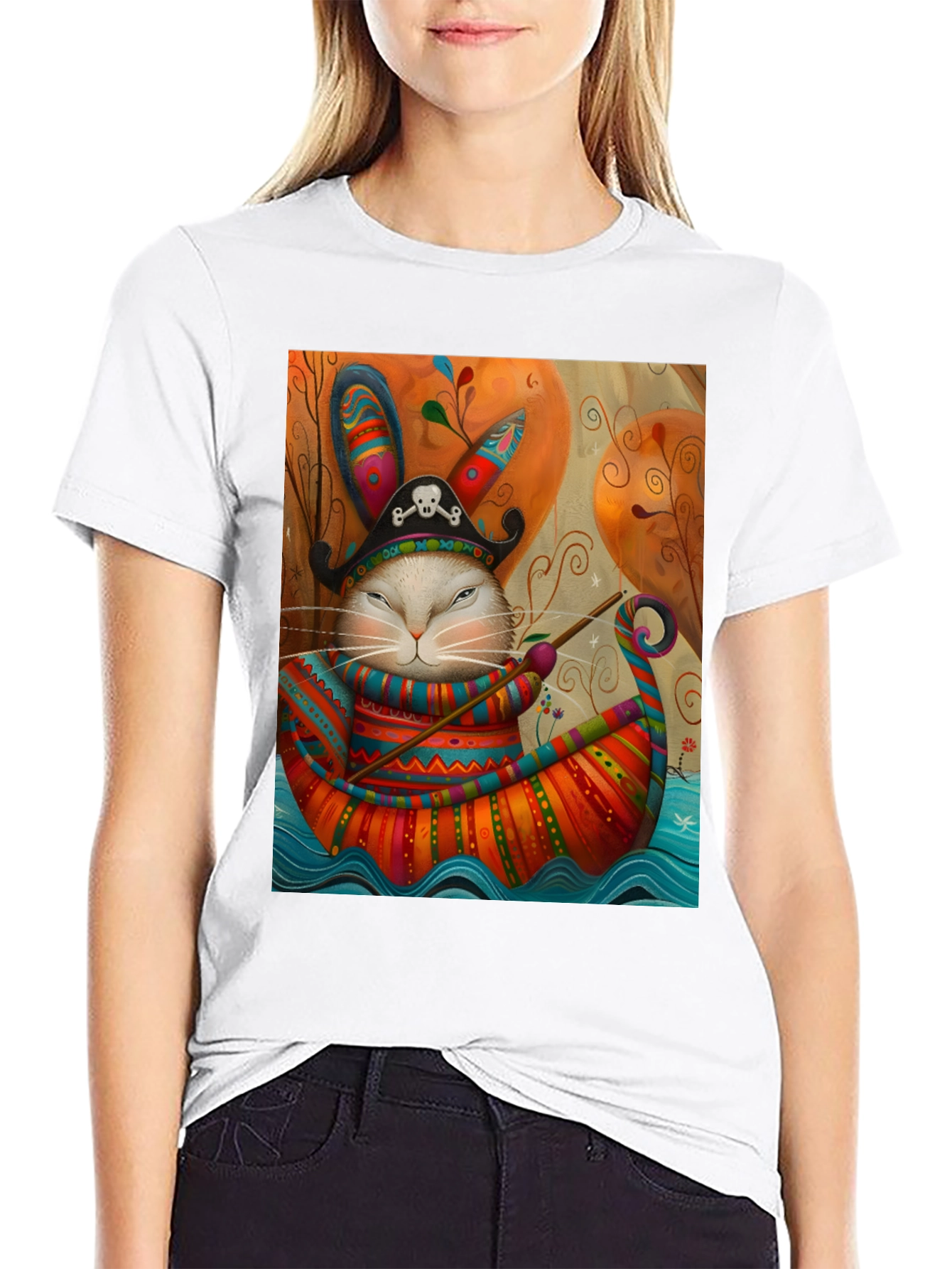Black Pirate Rabbit Boat Ride T-Shirt view 9