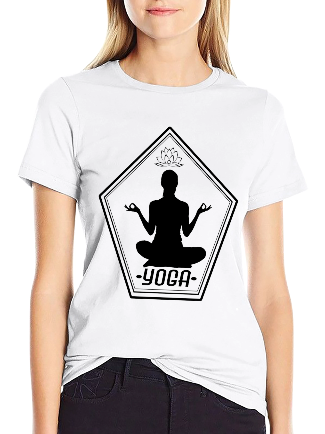 Black Yoga Silhouette Graphic Tee - Black view 9