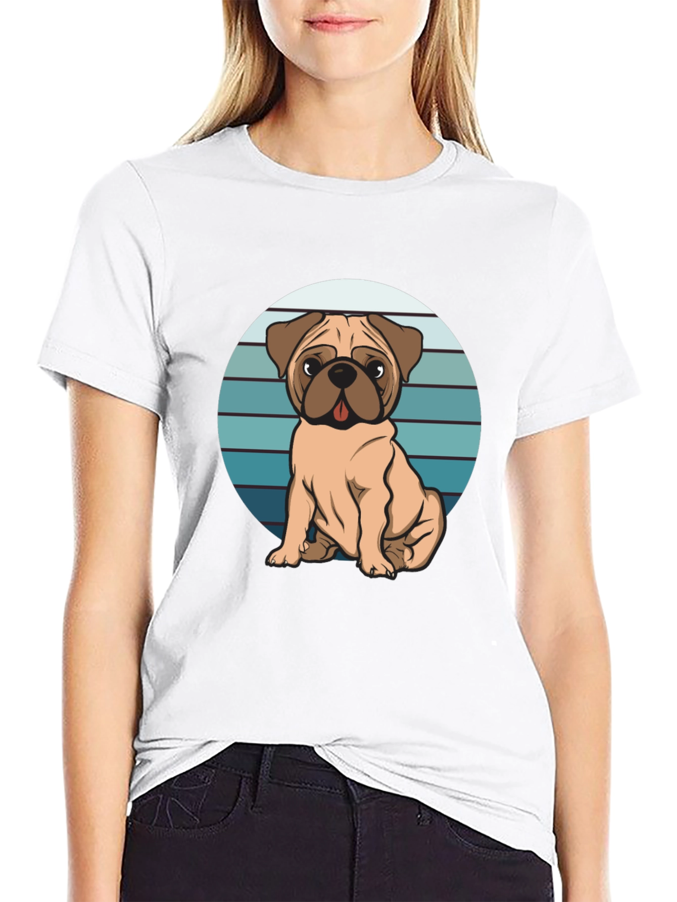 Black Pug Graphic Tee - Relaxed Fit Black T-Shirt view 9