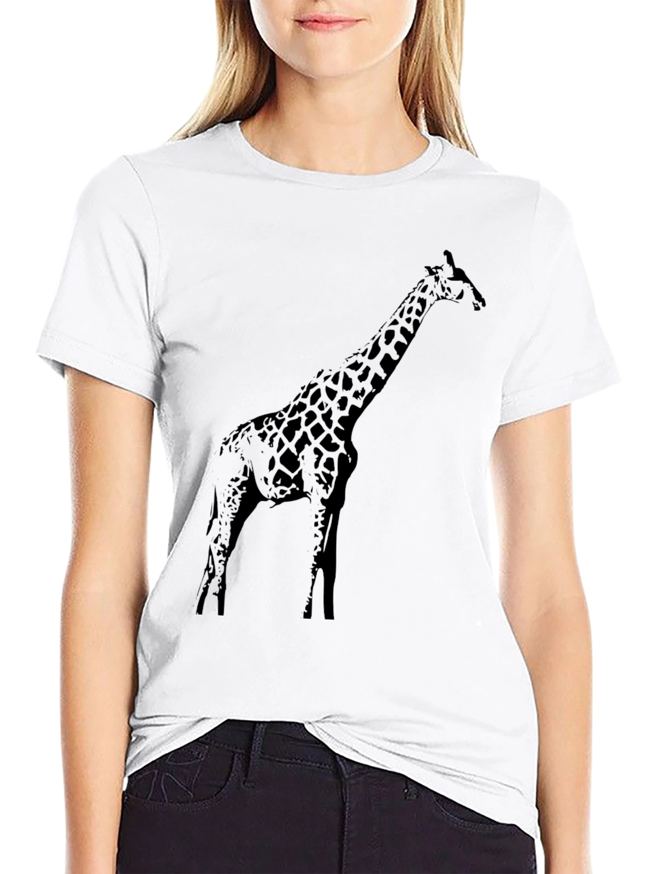 Black Giraffe Graphic Tee - Black Cotton T-Shirt view 9