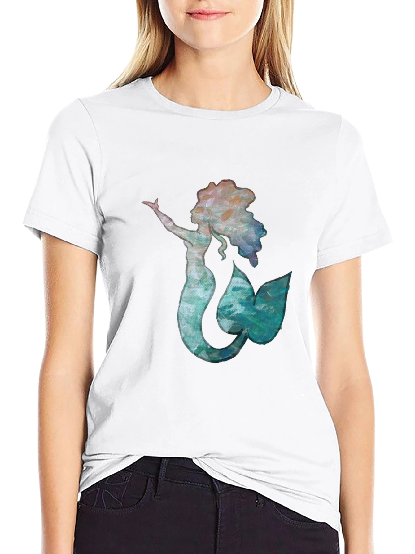 Black Mermaid Graphic Black Tee - Unique Ocean Lover Shirt view 9