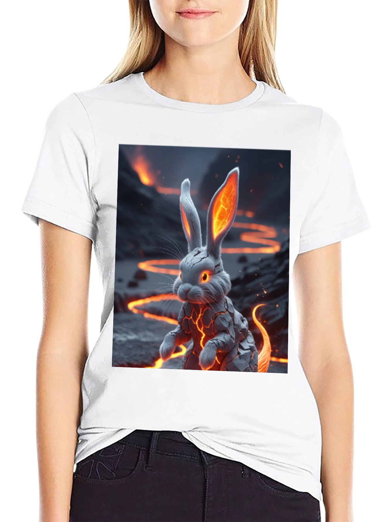 Black Lava Rabbit Graphic Tee - Unique Design! view 9