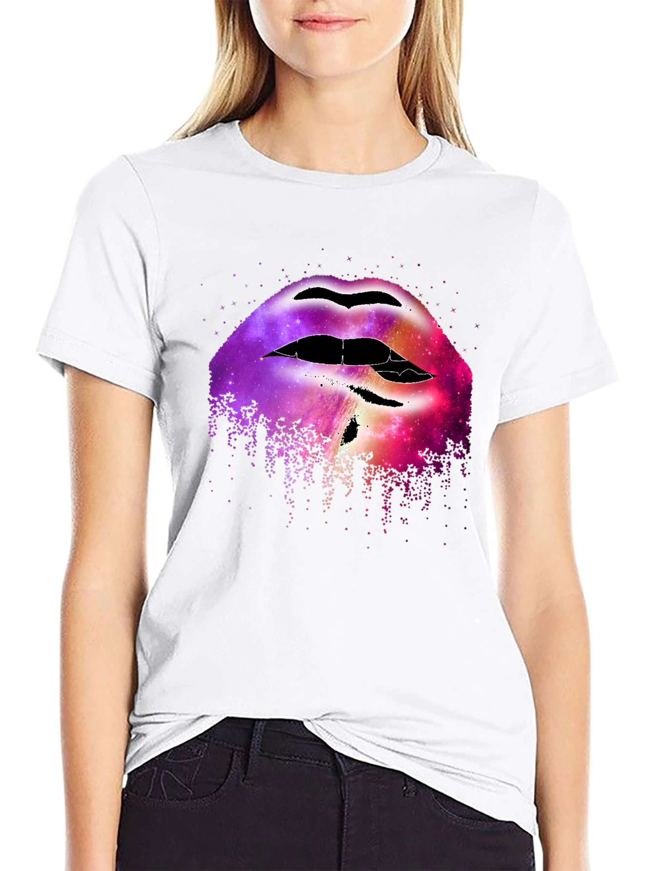 Black Galaxy Lips Graphic Tee - Unique Fashion Statement view 9