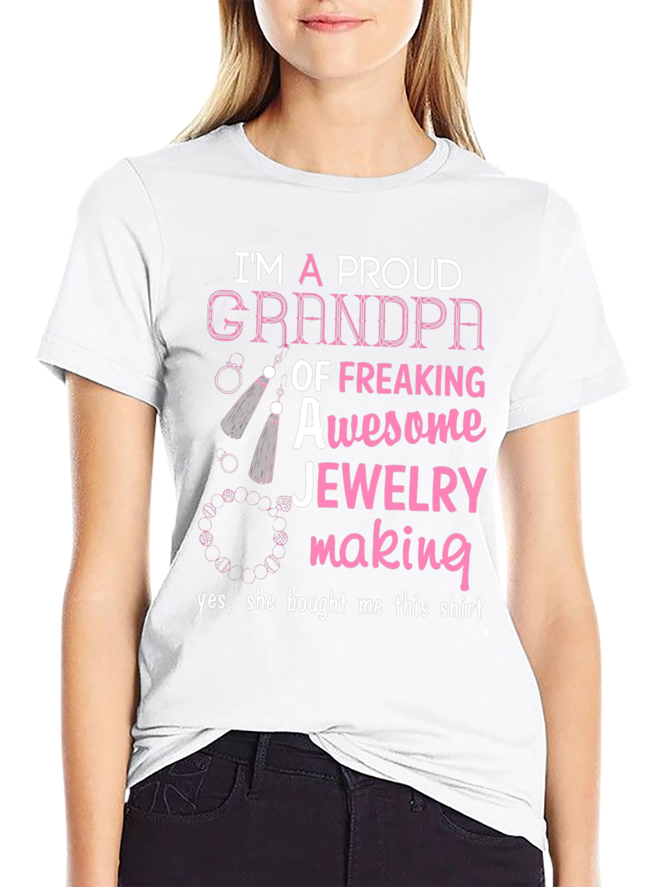 Black Proud Grandpa Jewelry Making T-Shirt view 9
