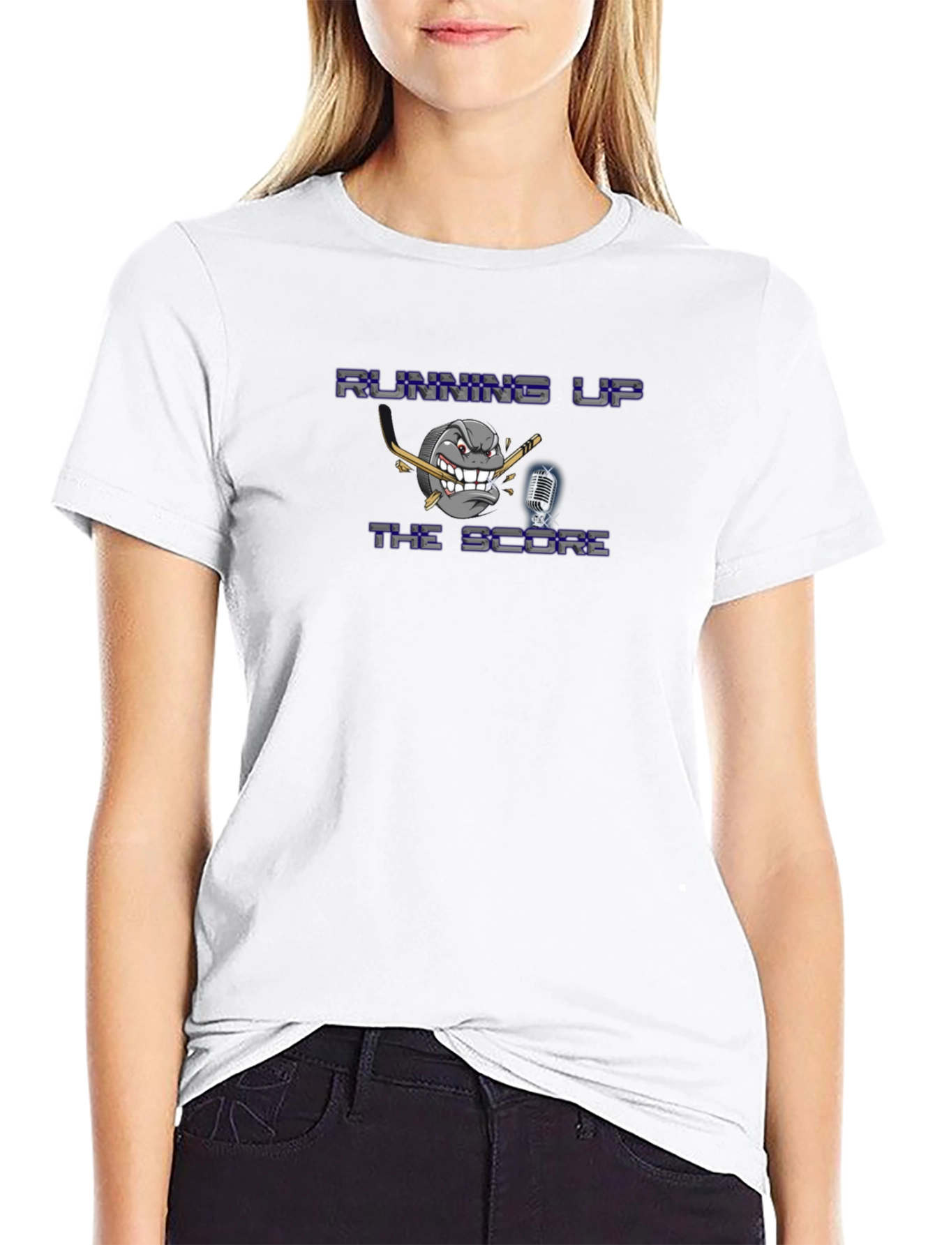 Black Running Up The Score T-Shirt - Hockey Design view 9