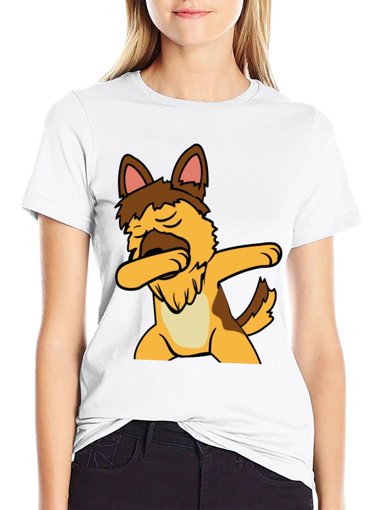 Black Dabbing Dog Graphic Tee - Cute Black T-Shirt view 9