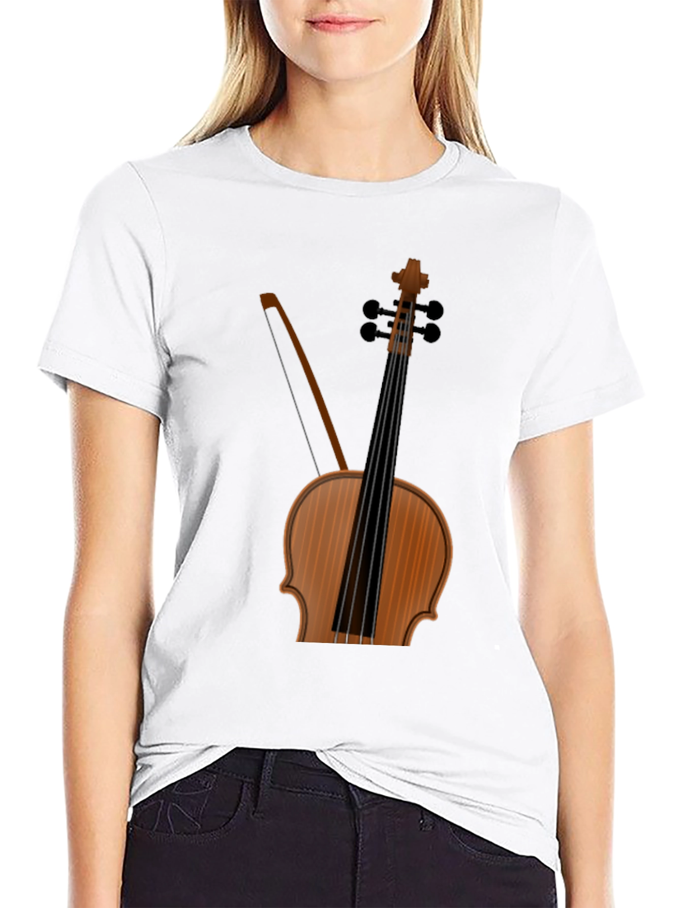 Black Musical T-Shirt: Violin Bow Design view 9