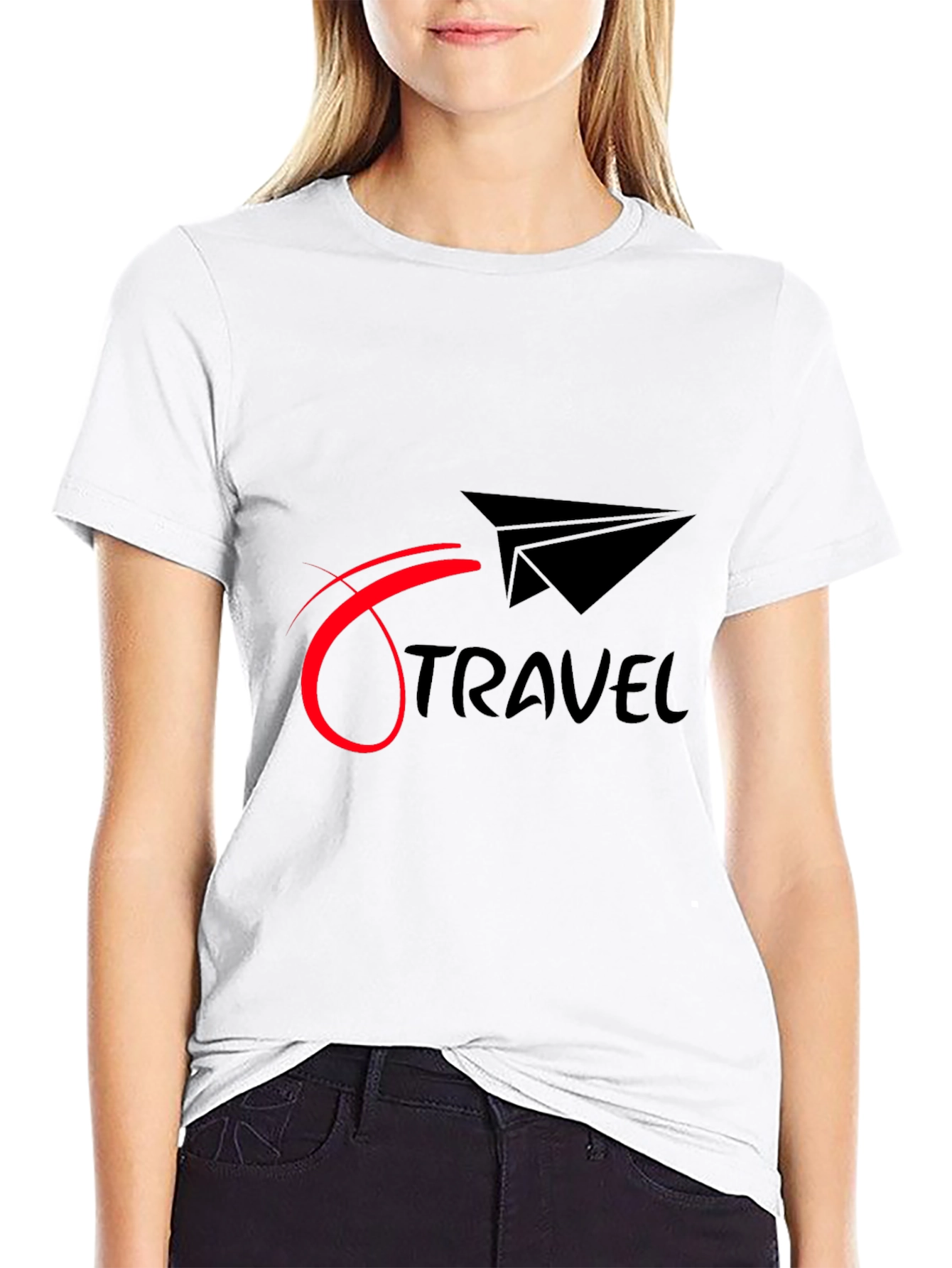Black Travel Graphic Tee - Black Cotton Blend view 9